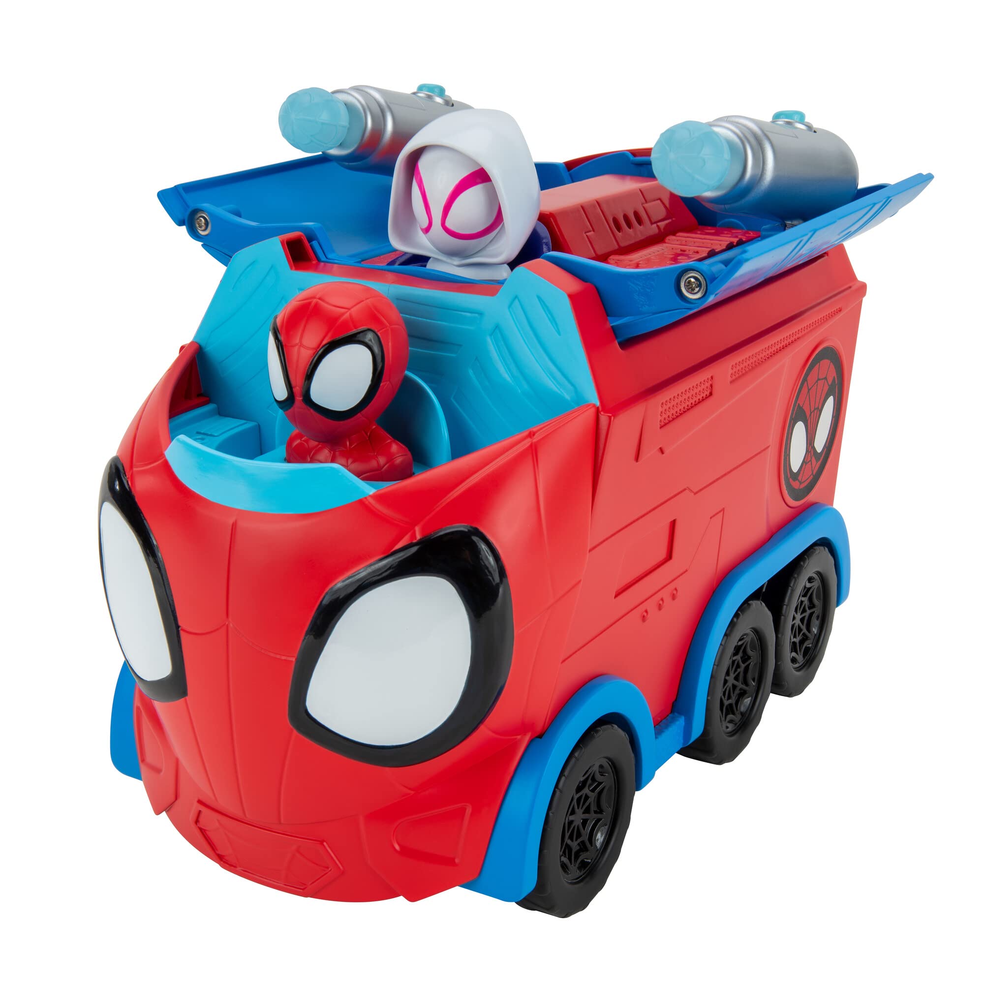Jazwares Marvel's Spidey and His Amazing Friends Web Spinning Hauler - 8-Inch 3-in-1 Transforming Vehicle - Toys Featuring Your Friendly Neighborhood Spideys