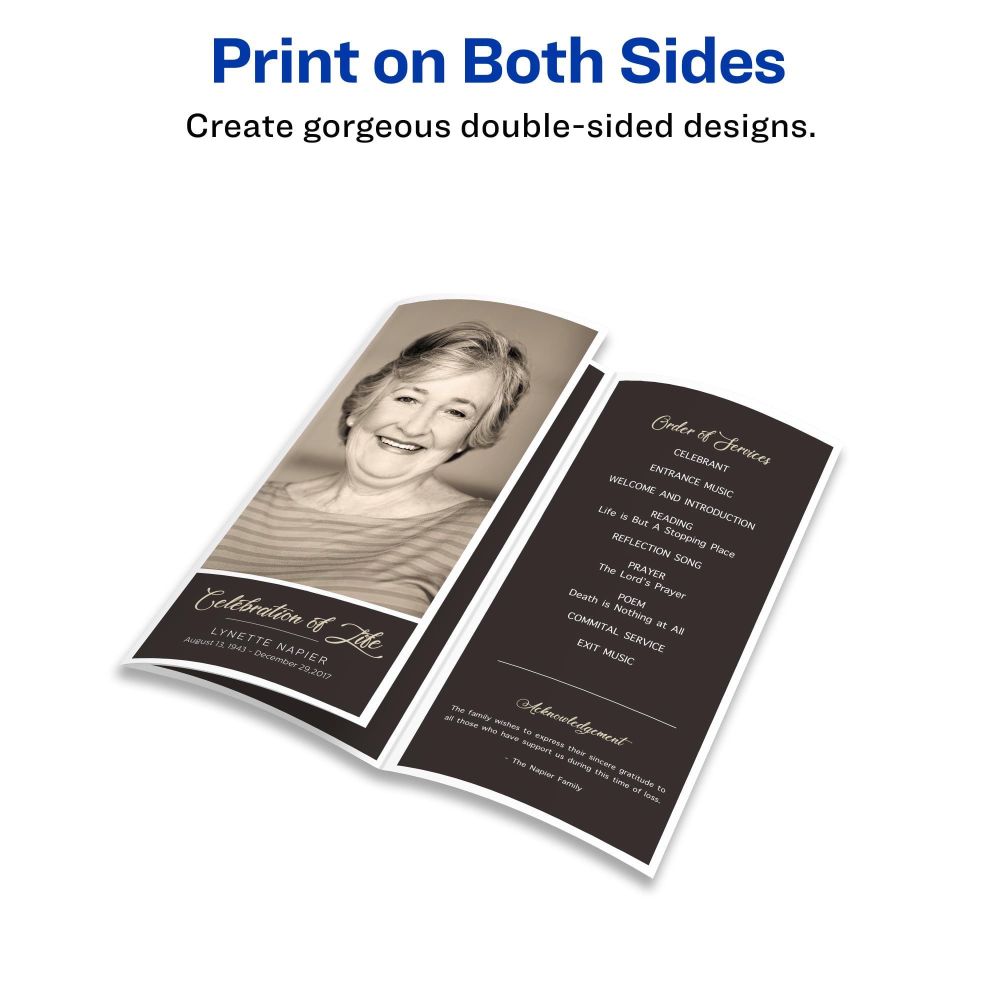 Avery Printable Tri-Fold Brochures with Mailing Seals, 8.5" x 11", Matte White, 100 Blank Brochure Paper for Inkjet Printers (08324)