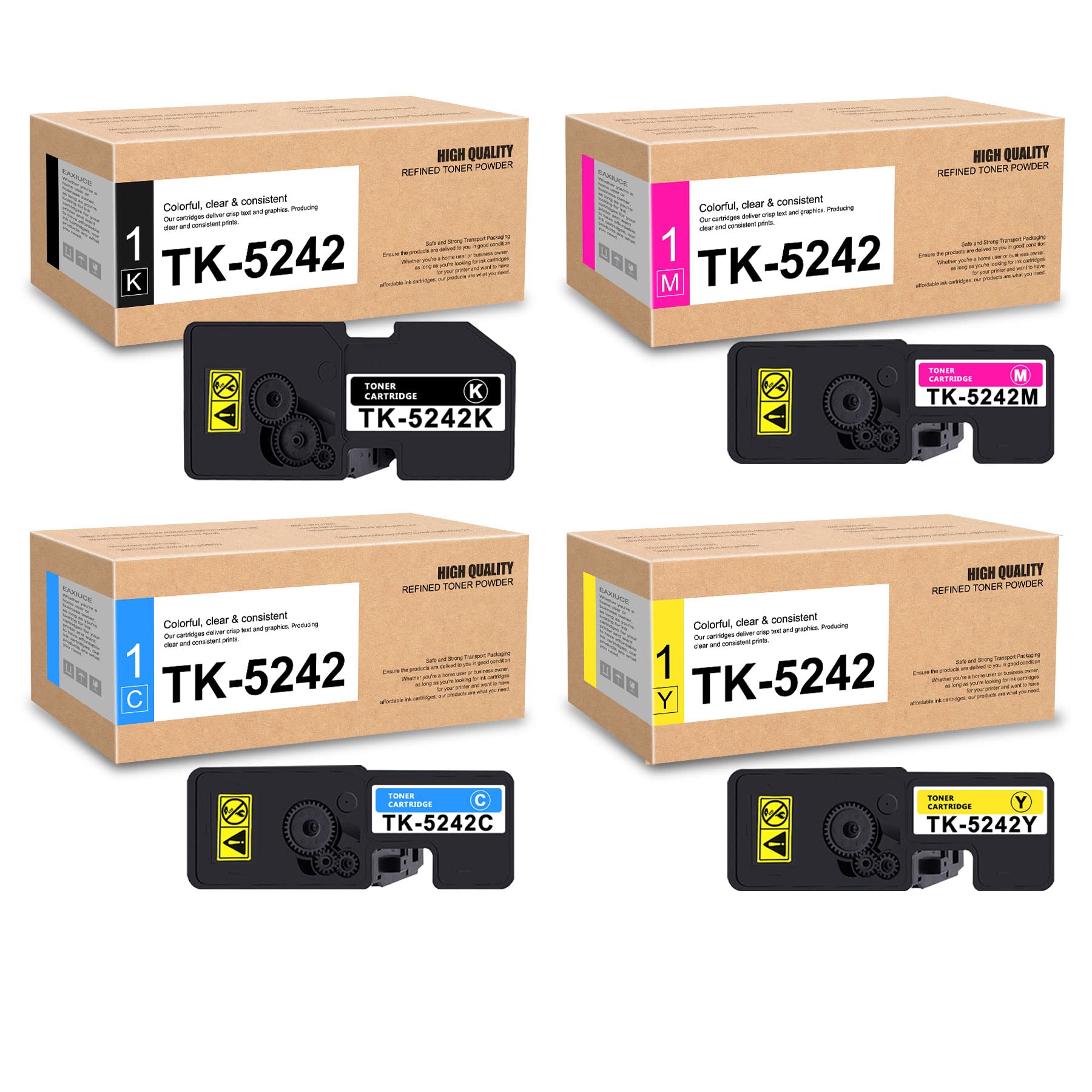 LOVPAIN TK5242 TK-5242 Toner Cartridge Set (4Pack, 1BK/1C/1M/1Y) - EAXIU TK-5242K TK-5242C TK-5242M TK-5242Y Toner Replacement for Kyocera ECOSYS P5026cdn P5026cdw M5526cdn M5526cdw Printer
