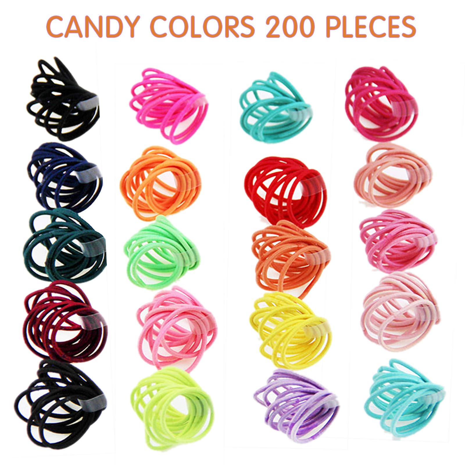 200PCS Elastic Hair Ties, No Crease Hair Small Ponytail Holders for Kids Girls Baby Toddler, Multicolor, Christmas Gifts Holiday