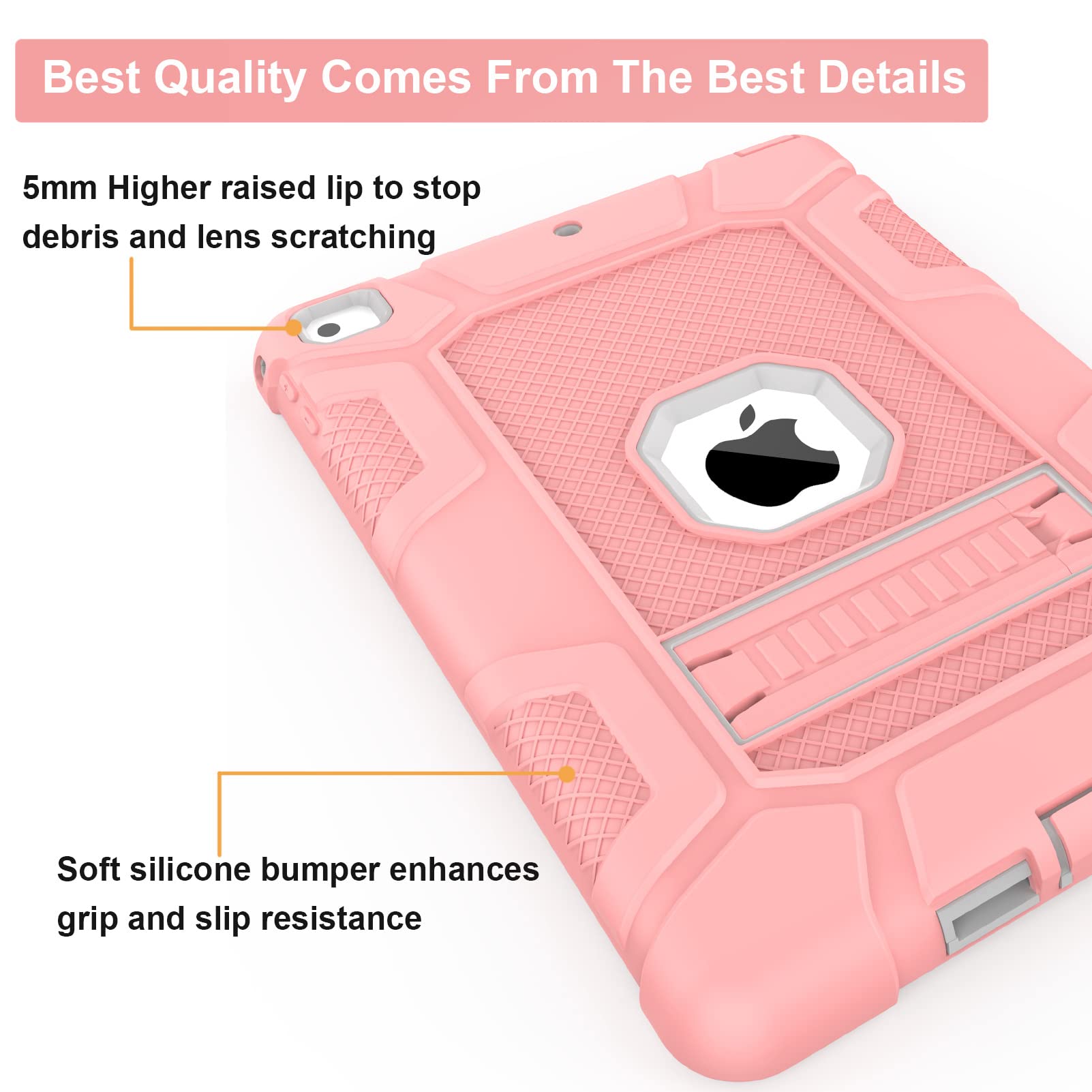Rantice iPad 6th Generation Cases, iPad 5th Generation Case, iPad Air 2 Case, iPad 9.7 Case, Shockproof Rugged Drop Protection Cover Built with Kickstand for iPad 9.7'' A1893/A1954/A1822/A1823