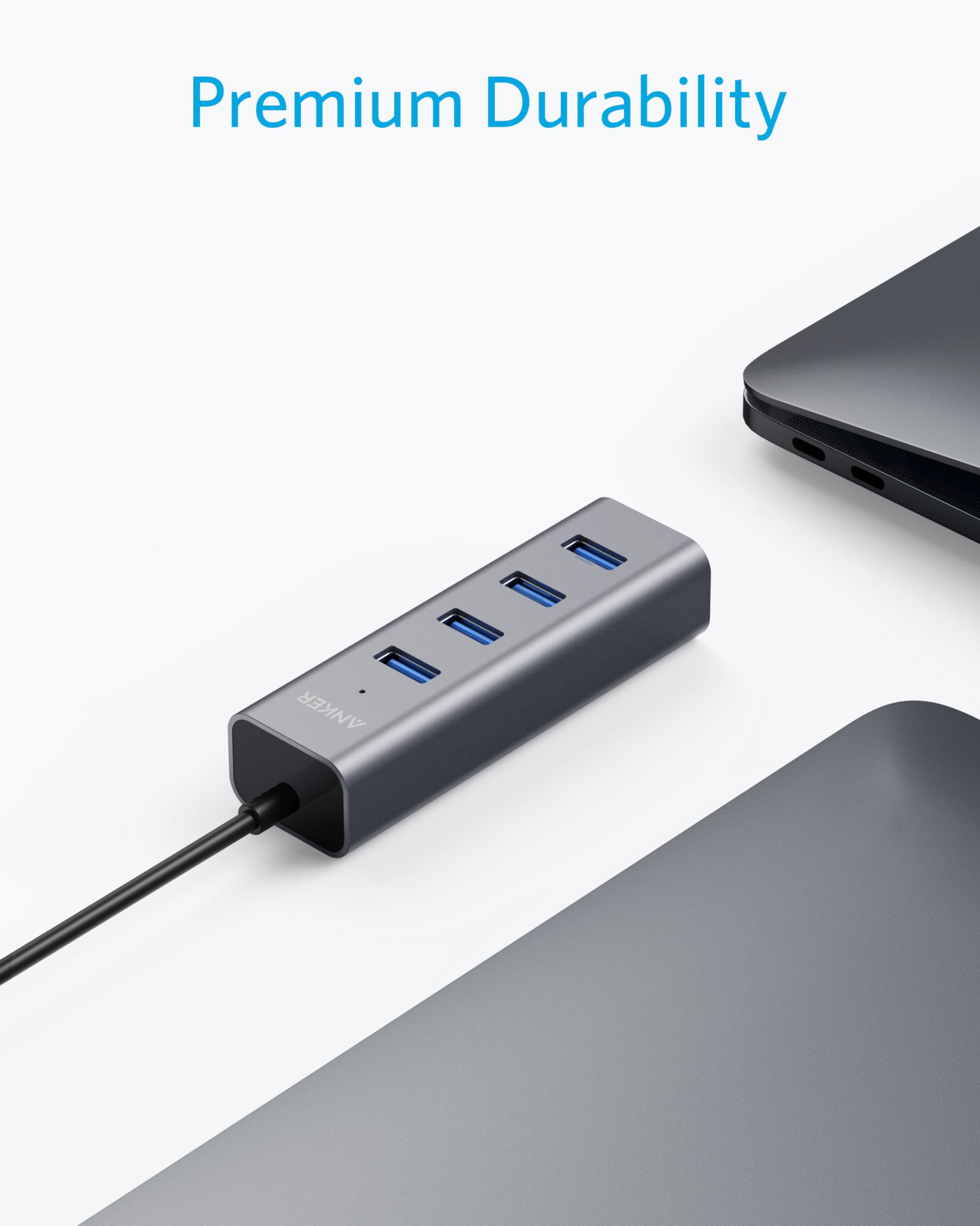 Anker USB C Hub, 4 USB 3.0 Ports, Aluminum USB-C toUSBAdapter, Compatible with MacBook Pro 2018/2017, ChromeBook, XPS, Galaxy S9/S8, and More Devices