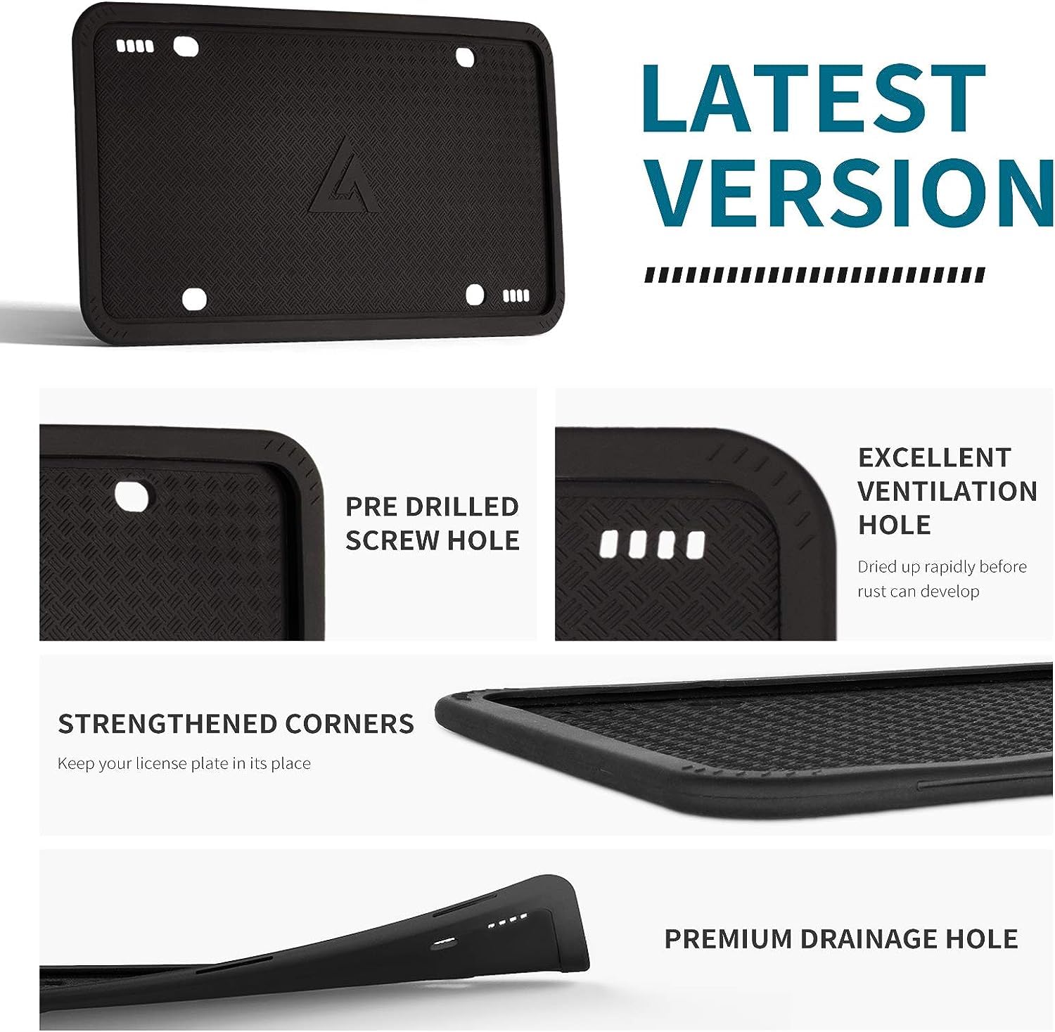 Aujen Silicone License Plate Frames, 1 Pack Universal US Car Black License Plate Bracket Holder/Cover.Rust-Proof, Rattle-Proof, Weather-Proof