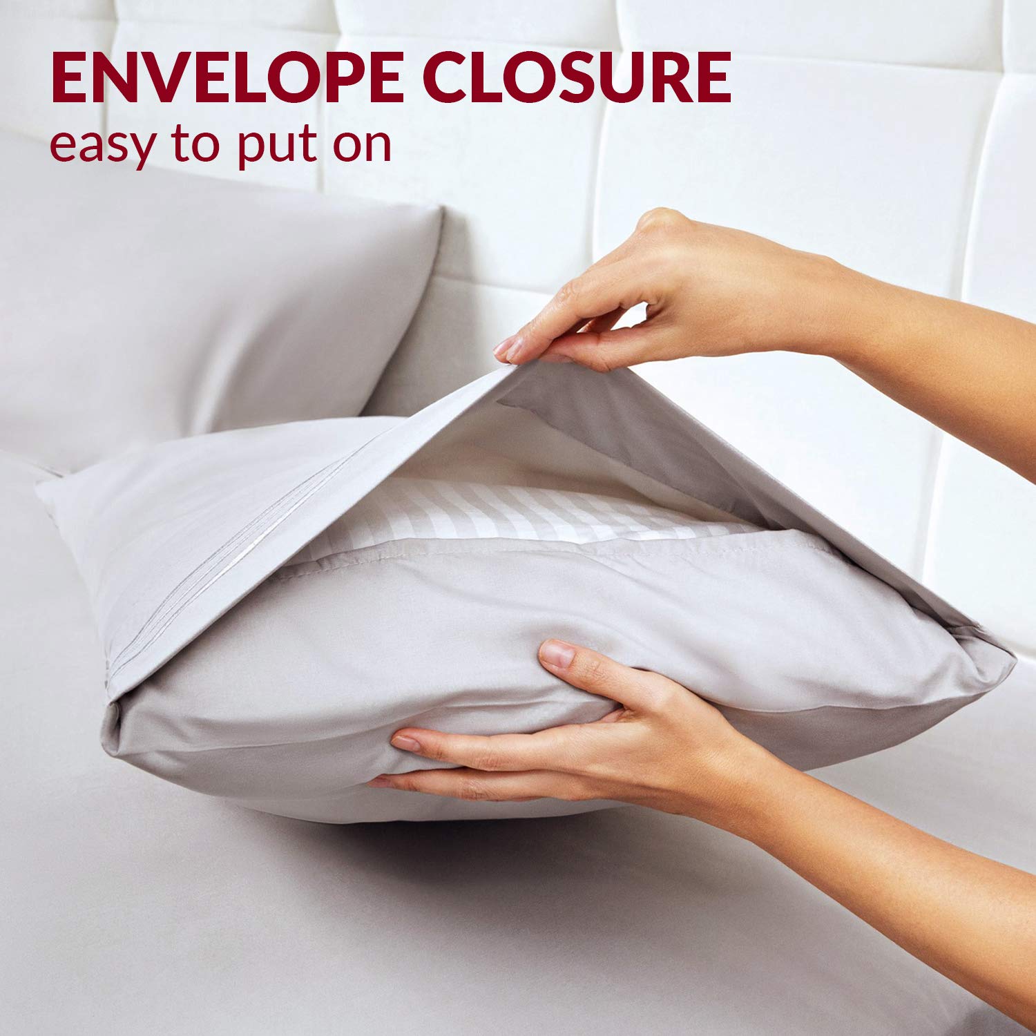 Mellanni Luxury Pillowcase Set - Brushed Microfiber Bedding - Wrinkle, Fade, Stain Resistant (Set of 2 Standard/Queen Size 20"x30", White, 48-Pack)