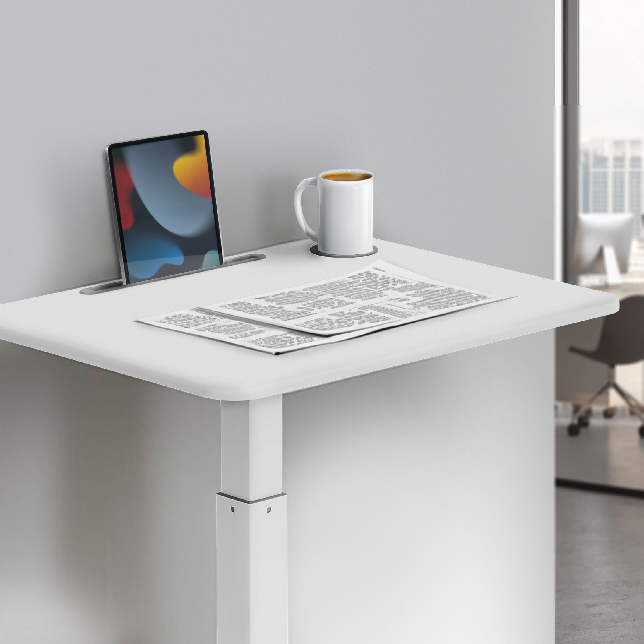 Mount-It! Mobile Laptop Desk Cart | Adjustable Rolling Laptop Stand with 28.5" x 22" Tabletop | Ergonomic Sit-Stand Workstation on Wheels | Portable Laptop Cart for Home Office in White
