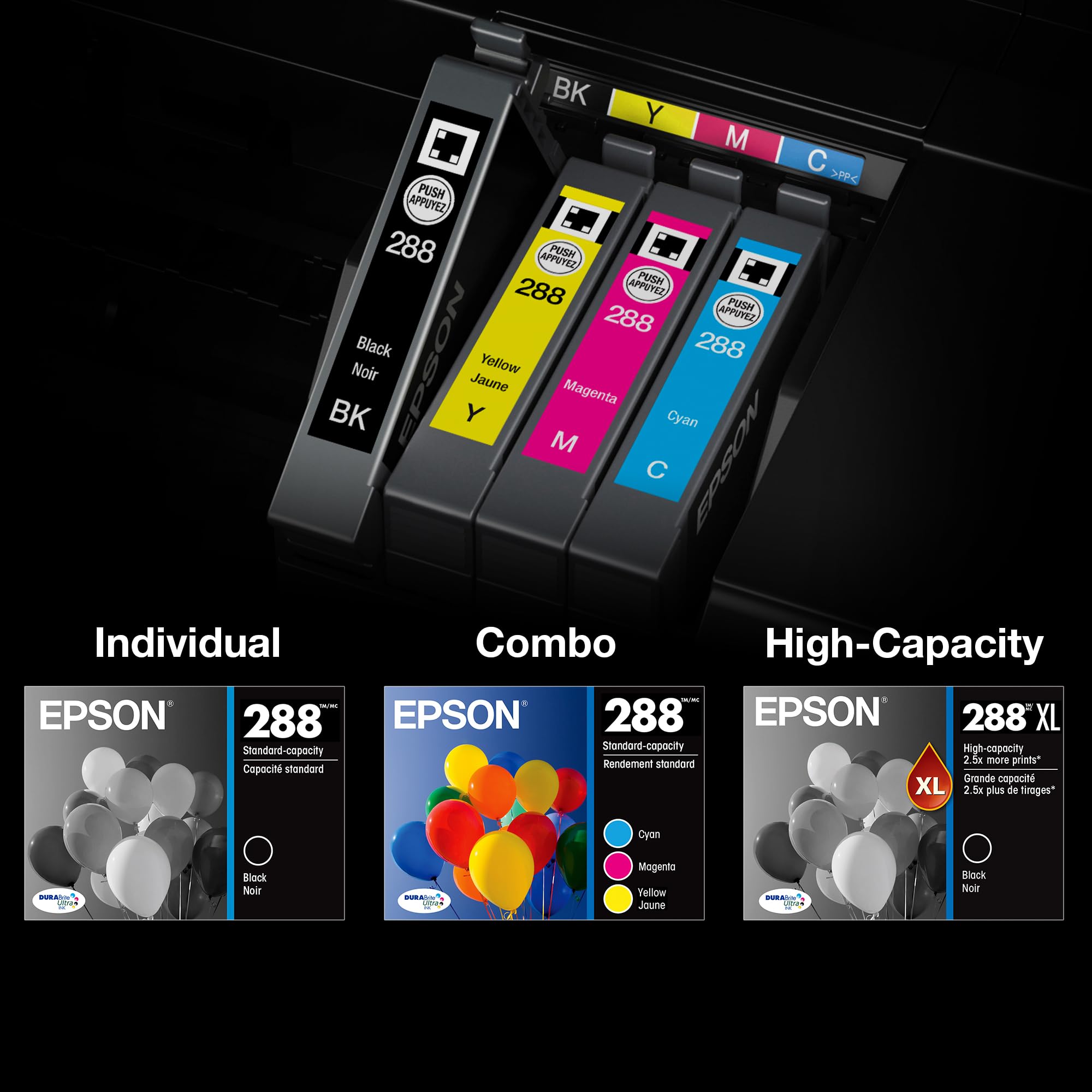 EPSON 288 DURABrite Ultra Ink Standard Capacity Color Combo Pack (T288520-S) Works with Expression XP-330, XP-430, XP-434, XP-340, XP-440, XP-446