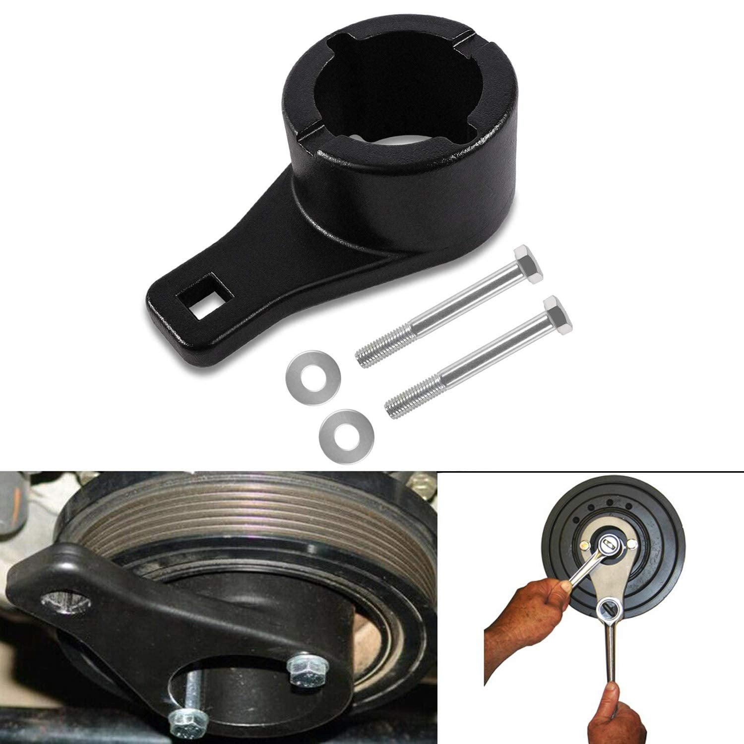 E-cowlboy for Toyota/Lexus Crankshaft Damper Pulley Holding Holder Harmonic Tool with 2PCS Crank Bolts