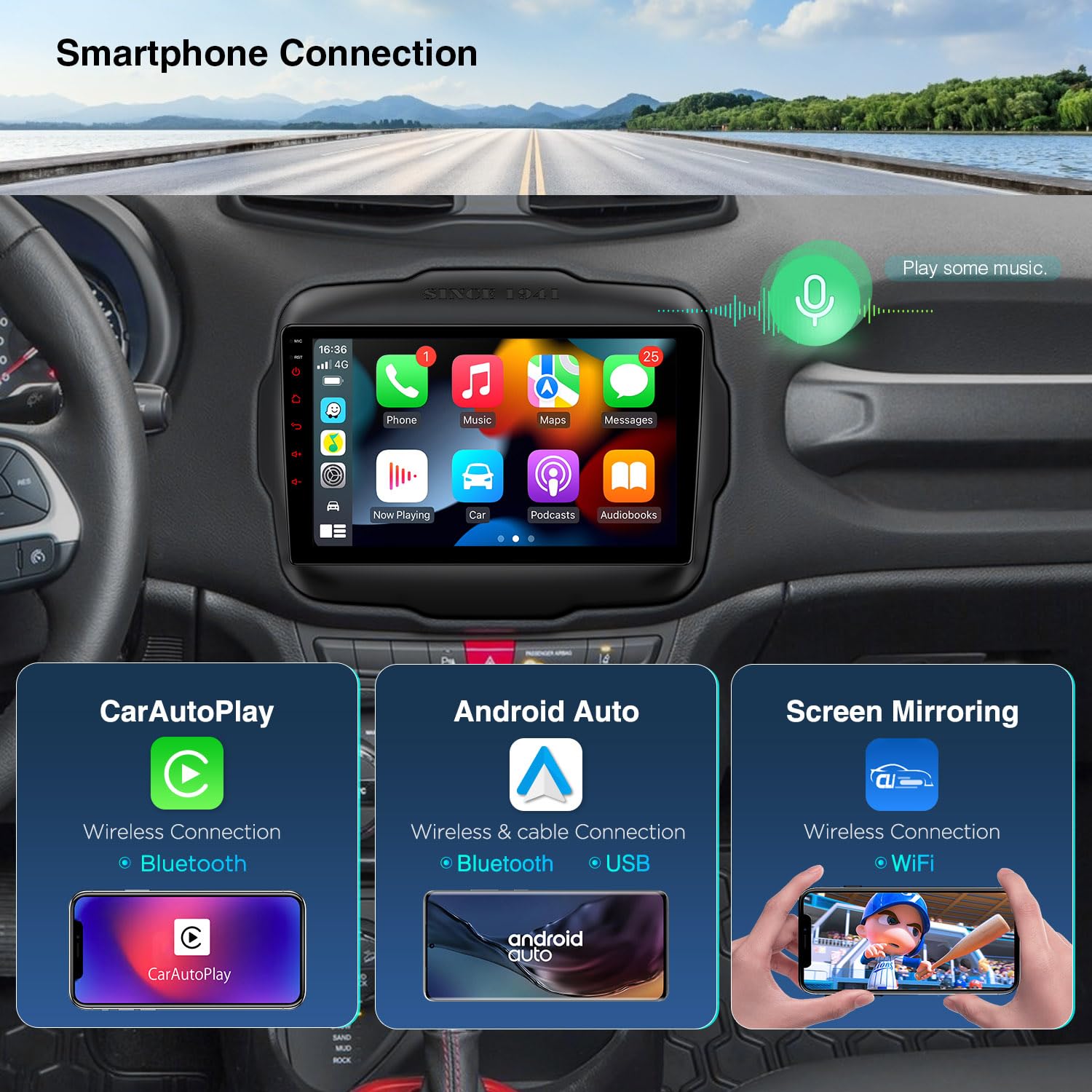 XTRONS Android 13 Car Stereo for Jeep Renegade, 9 Inch Touch Screen GPS Navigation Bluetooth Head Unit Built-in DSP Car Auto Play Support 4G LTE OBD2 DVR TPMS Backup Camera