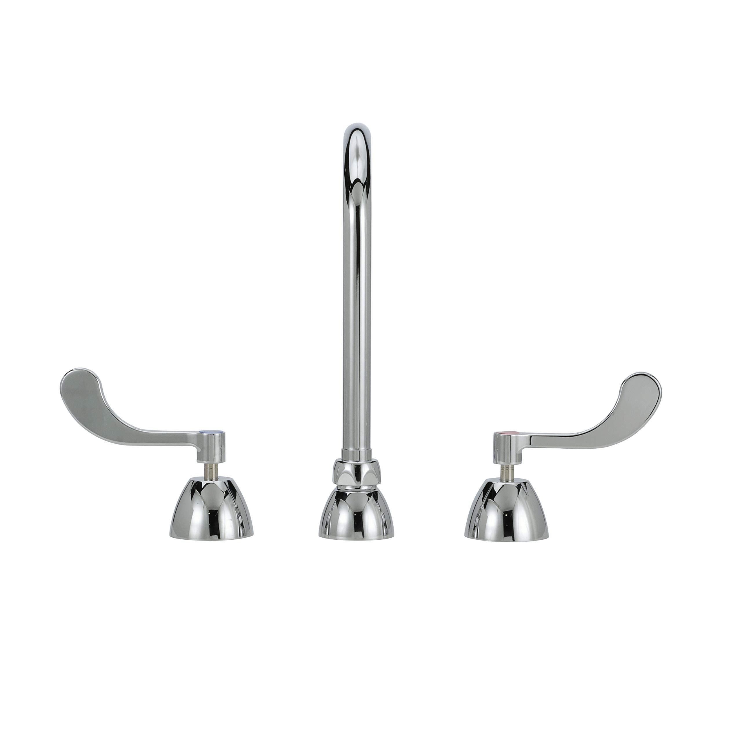 Zurn Z831B4-XL AquaSpec Widespread Gooseneck Faucet, 5 3/8" Spout, 2.2 GPM Pressure-Compensating Aerator, 4" Wrist Blade Handles, Chrome