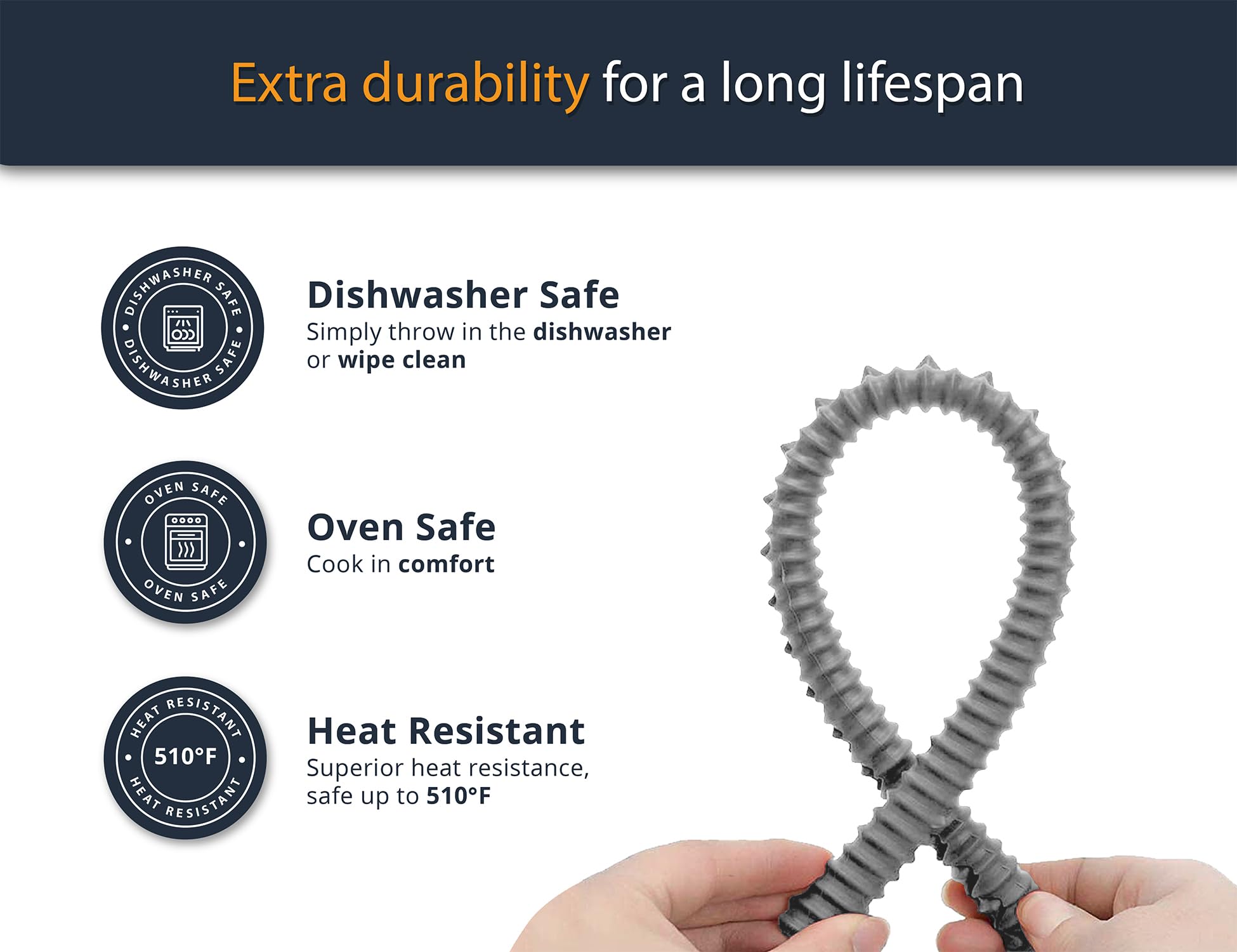 Silicone Oven Rack Shields by Linda’s Essentials (3 Pack) | Heat Resistance Silicone Oven Rack Protectors Guards Against Burns and Scars | 14 Inches Long (Gray)