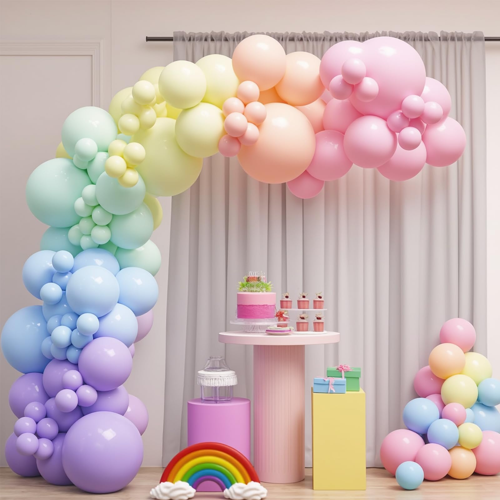 PartyWoo Pastel Balloon Arch Kit Garland 178 pcs Different Sizes of 18 12 10 5 Inch Pastel Rainbow Color Latex Balloons for Easter Graduation Baby Shower Gender Reveal Birthday Party Decorations