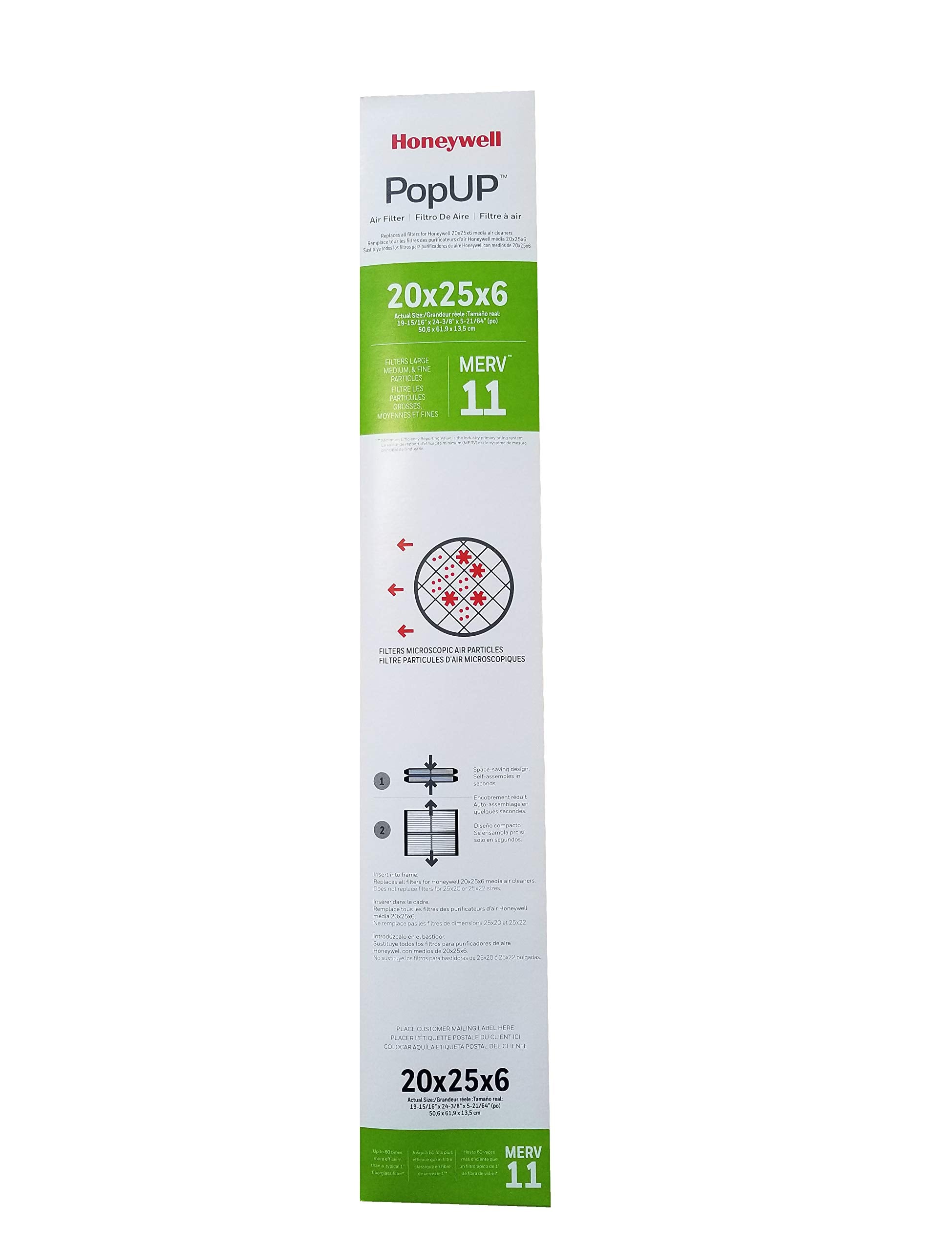 Honeywell POPUP2025 20" x 25" Media Filter, MERV 11