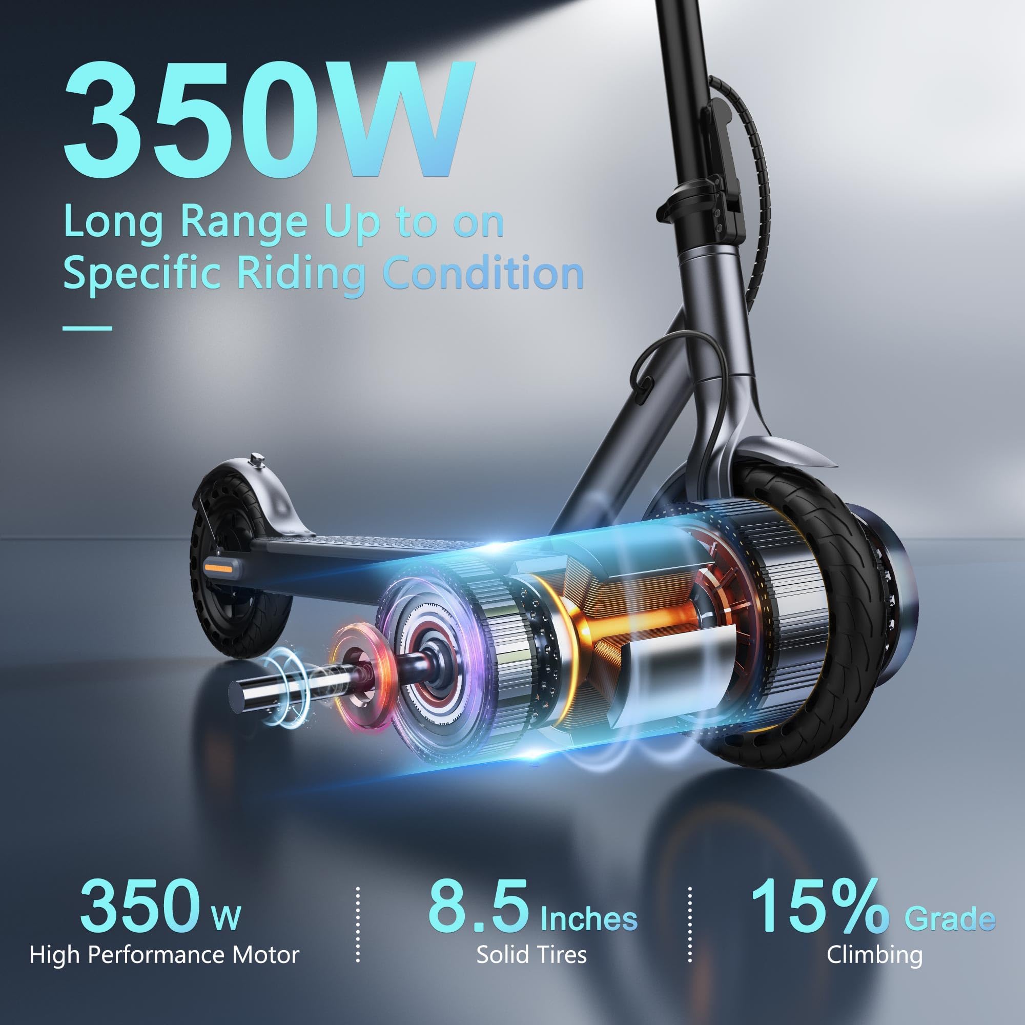 Adult Electric Scooter, Max Speed 19/21MPH, Up to 21-28 Miles Range, 500W/350WMotor Adult E-Scooter, Foldable Scooter with Dual Braking, Smart APP