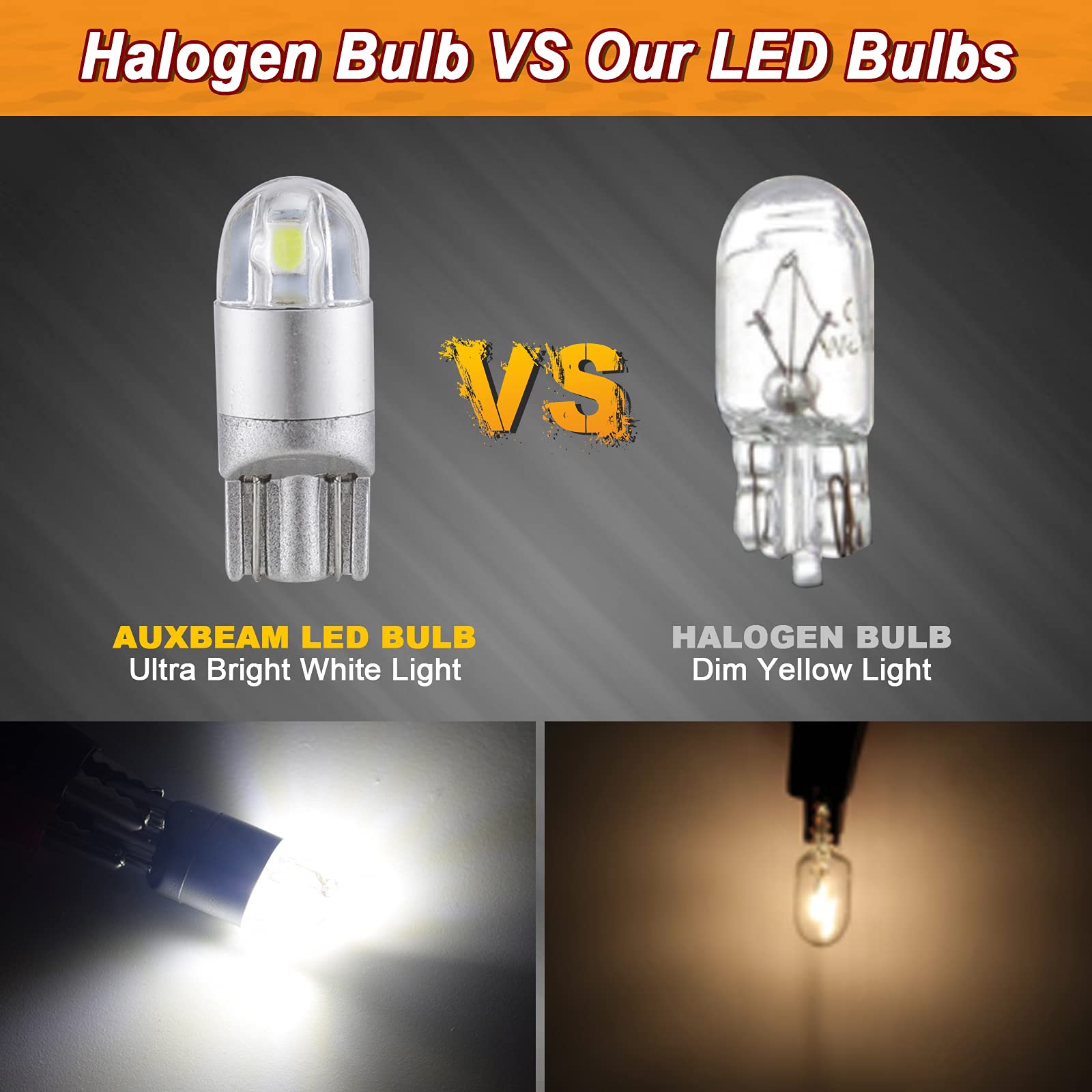 Auxbeam 194 LED Bulbs White, Super Bright 168 T10 W5W 2825 Light Bulbs 6000K 3030 Chips Replacement Bulb for License Plate Lights, Dome Map Light, Courtesy Light Bulbs 10 Pack