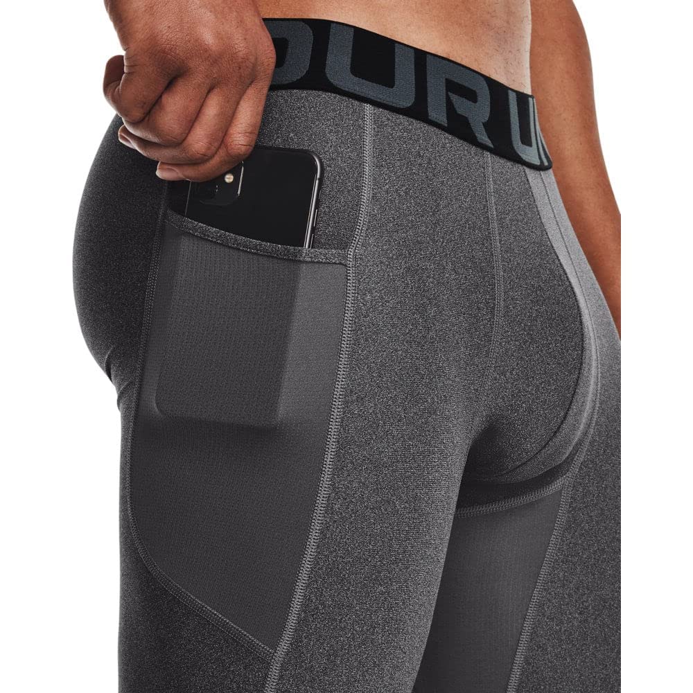 Under Armour Men's Armour HeatGear Compression Shorts , Carbon Heather (090)/Black, Large