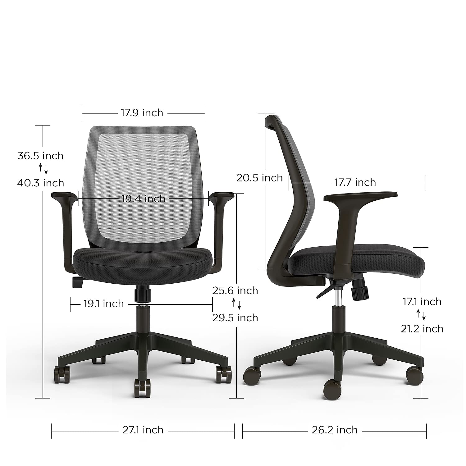 Union & Scale Staples Mesh Back Swivel Office Chair, Ergonomic Fabric Seat, Adjustable Height, Tilt Tension and Tilt Lock, Perfect as an Office or Gaming Chair