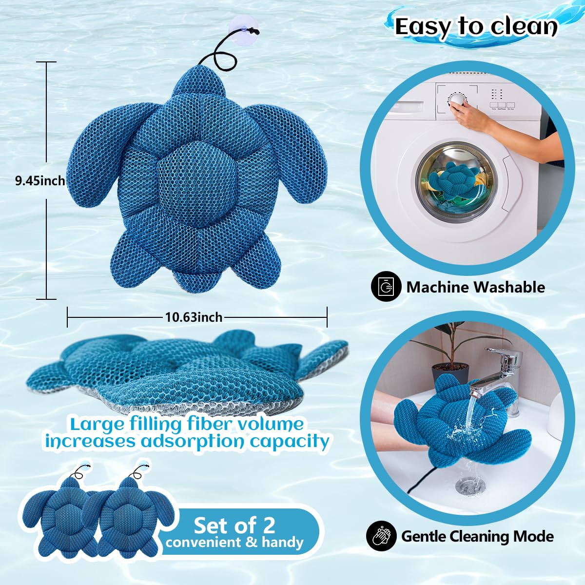 Quttisay Hot Tub Scum Absorber, Scum Turtle Hot Tub Cleaner Hot Tub Accessories 2 Pack Hot Tub Sponge for Scum Reusable Spa & Pool Cleaner Hot Tub Oil Absorbing Scum Absorber Keeps Water Clean