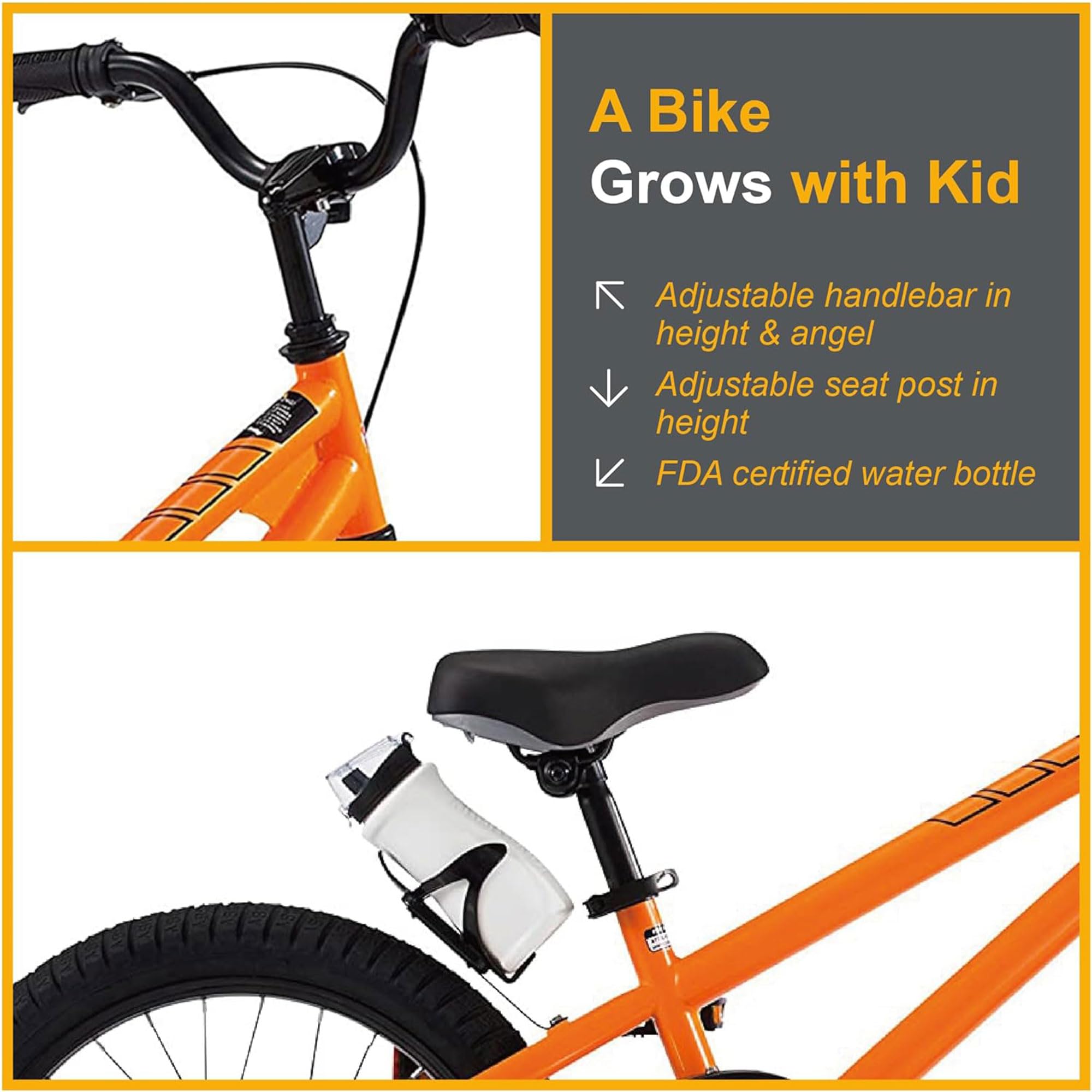 Royalbaby Kids Bike Boys Girls Freestyle BMX Bicycle With Kickstand Gifts for Children Bikes 18 Inch Orange (RB18B-6O)