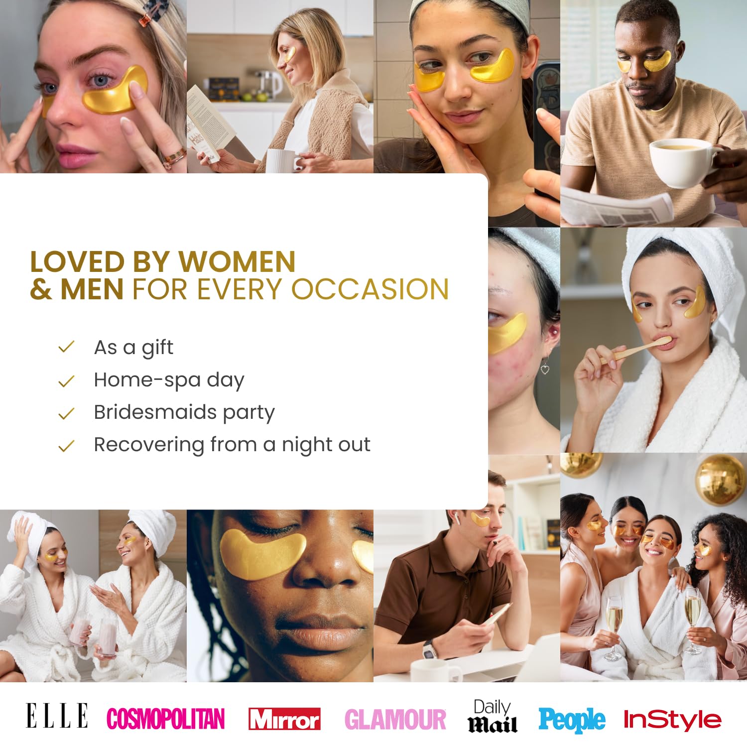 PLANTIFIQUE Gold Under Eye Patches for Puffy Eyes and Dark Circles 20 Pairs Under Eye Masks for Dark Circles and Puffiness Eye Gels with Collagen & Caffeine Anti Aging Gold Eye Mask Skincare