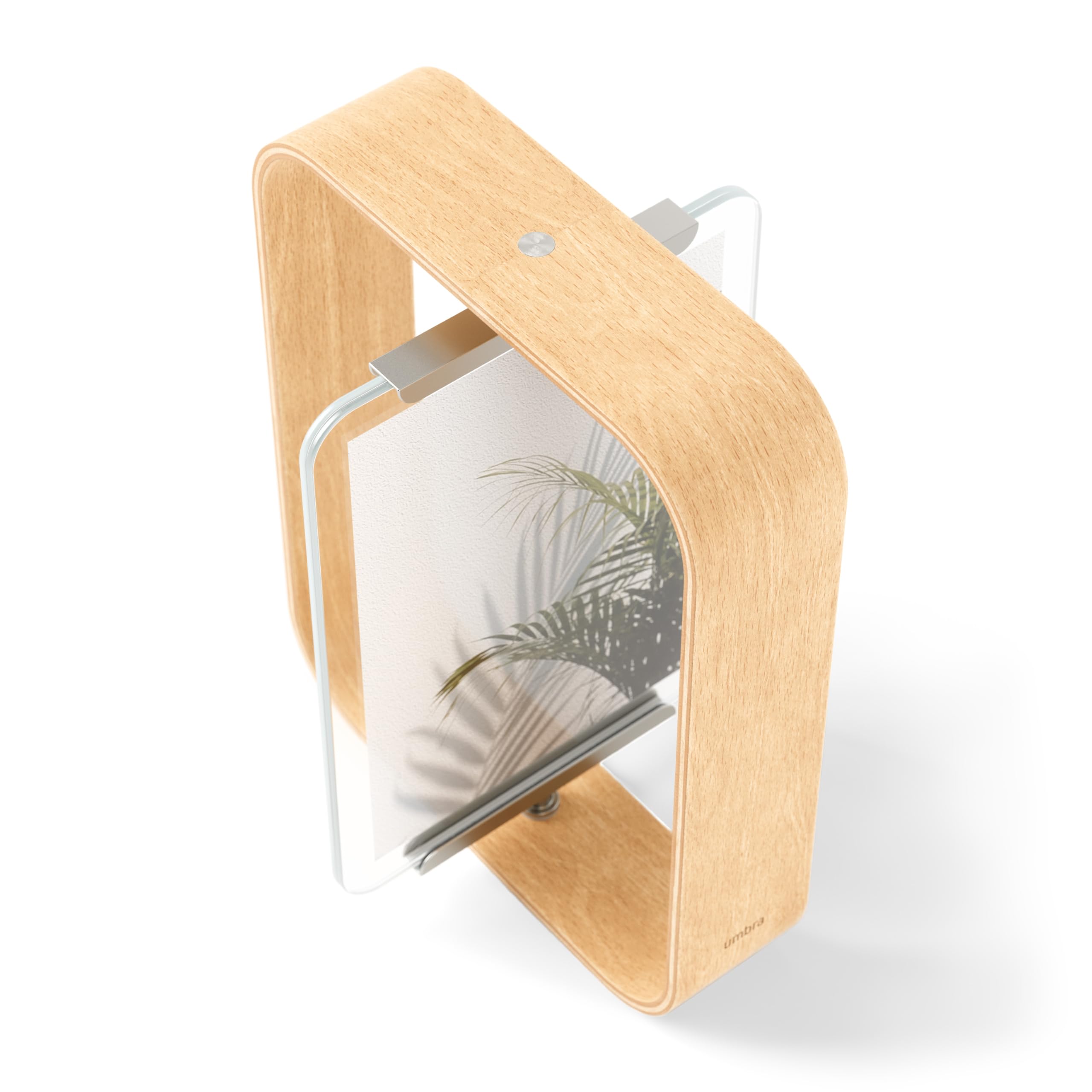 Umbra Bellwood Desk Frame, Rotating Floating Picture Frame, Horizontal or Vertical, 4x6in, Natural