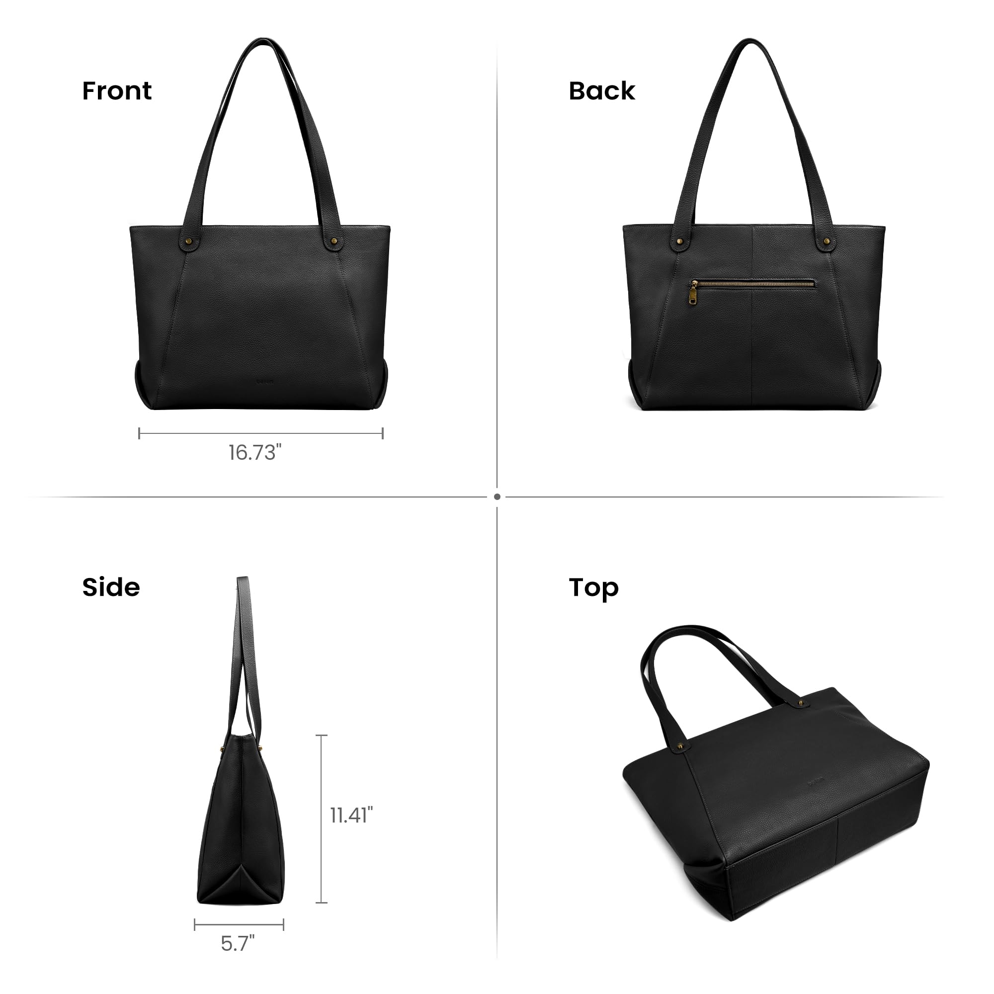 befen Black Leather Shoulder Purse for Women, Women's Work Travel Tote Bags Large Capacity Handbag, Lightweight Satchel for Women Trendy