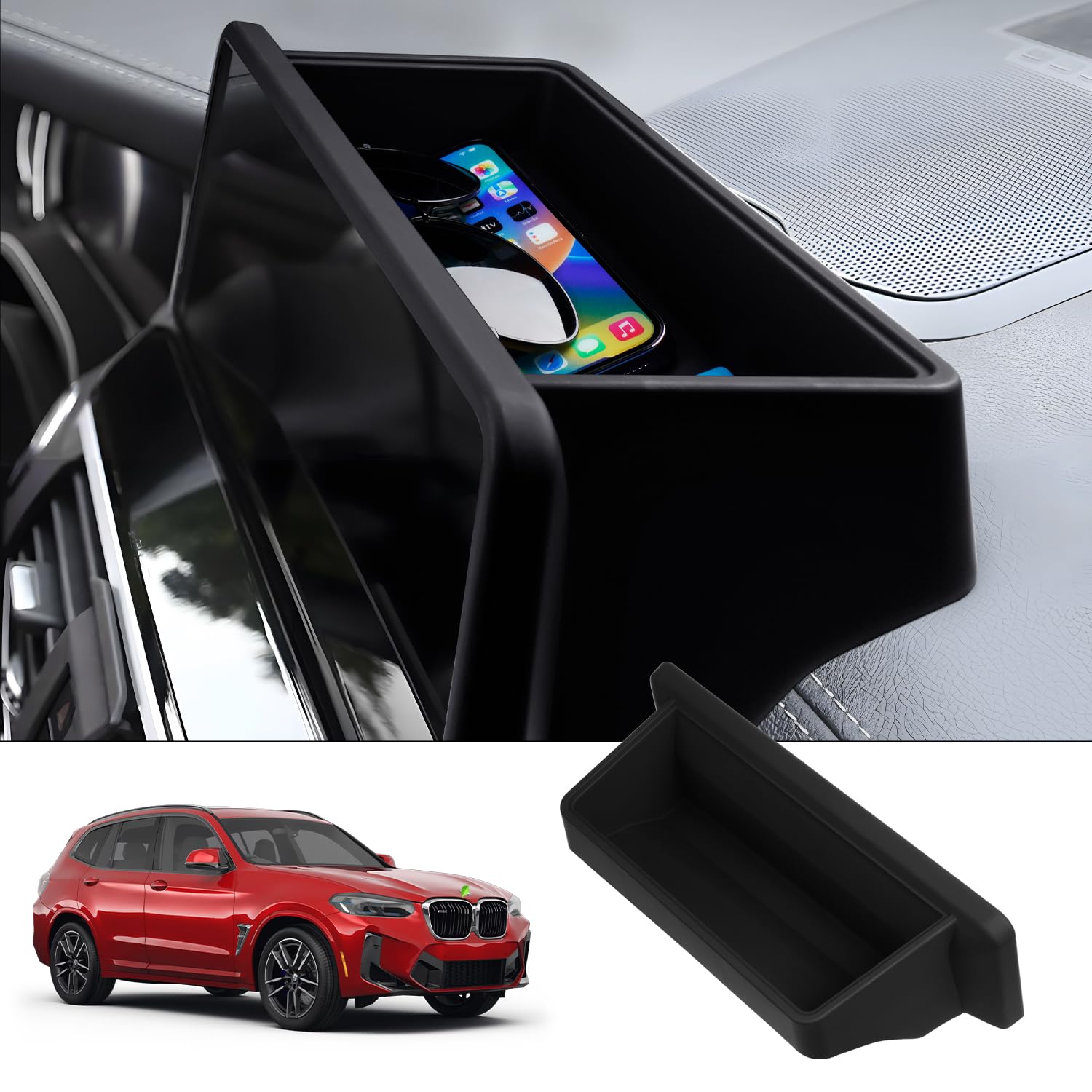 FIILINES Dashboard Storage Tray Compatible with BMW X3 2022 2023 2024 (Fit 12.3" Touch Screen) Dash Center Console Organizer Interior Accessories