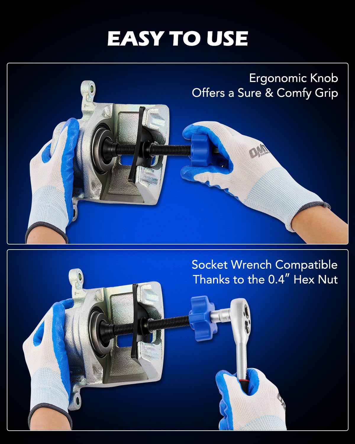 Orion Motor Tech Heavy Duty Brake Pad Spreader, Disc Brake Pad Tool Brake Piston Compressor Tool, Universal Brake Piston Tool with Solid Steel Swivel Joint for Car Light Truck with Caliper Hangers