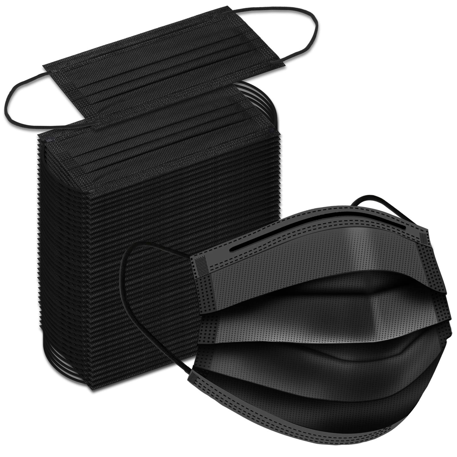 Egook Black Disposable Face Masks, 100 Pack 3 Ply Protection Face Mask, Soft Breathable Disposable Masks For Adults, Male-Female, Teenagers, Daily Use, Outdoors, School and Office