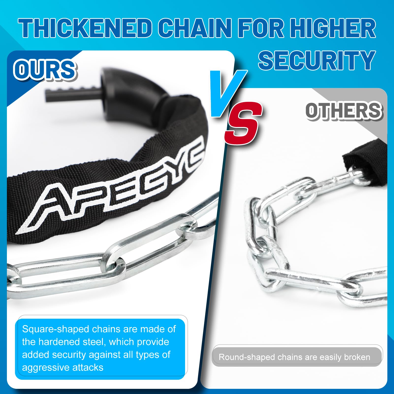 APECYC Bike Chain Lock 5 Digit Combination Bike Locks Heavy Duty Anti Theft 4 ft/47.2 inch Longer Chain Bicycle Lock Hardened Steel Bike Lock for Scooter, E-Bike, Motorcycle, Bicycle