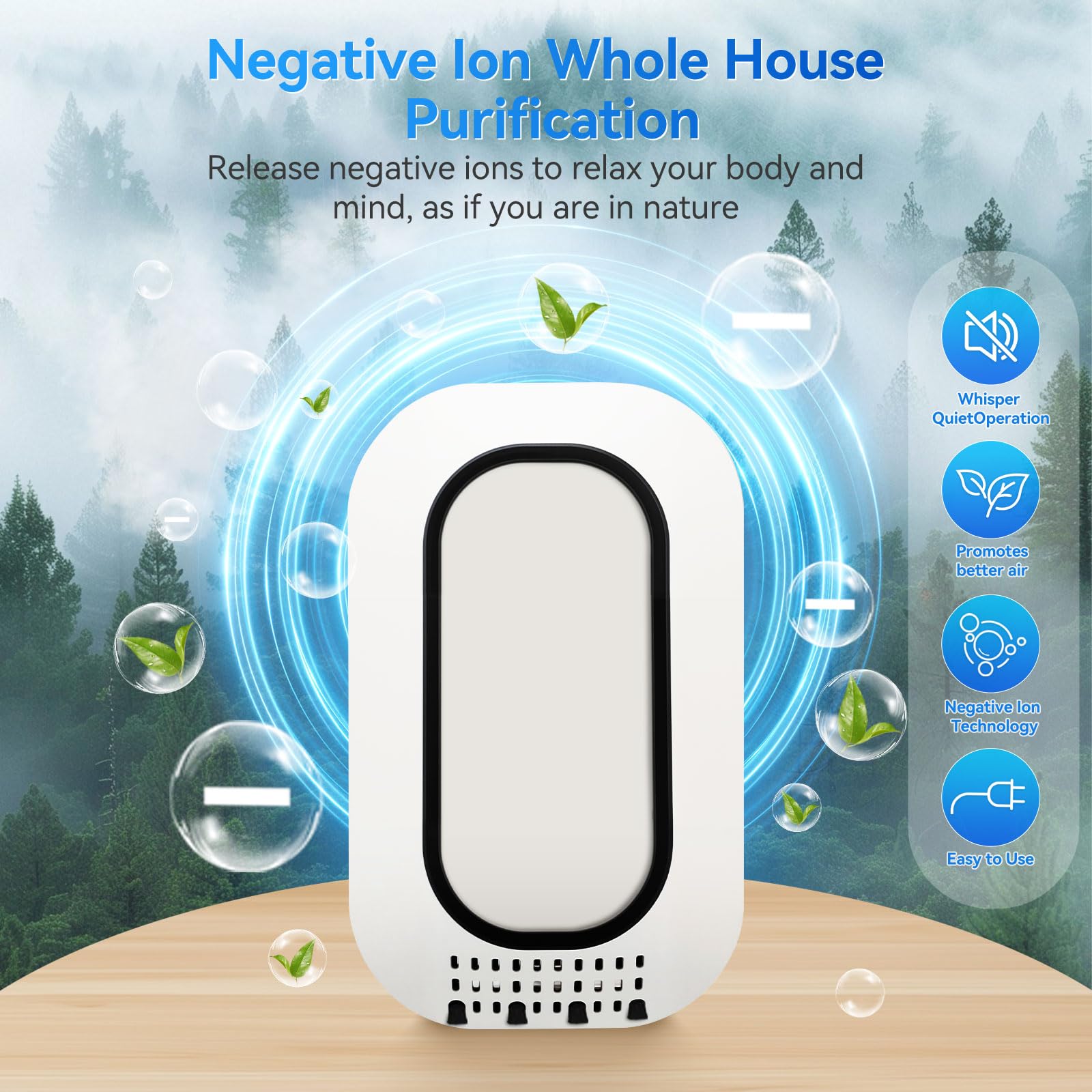 PVACG 4Pack Plug in Air Ionizers for Home With 4 Negative Ion Output Heads,Small Ion Clear Air Purifier,Quiet and Energy-Saving, Ideal Air Freshener for Home,Bedroom,Office,Living Room (4)