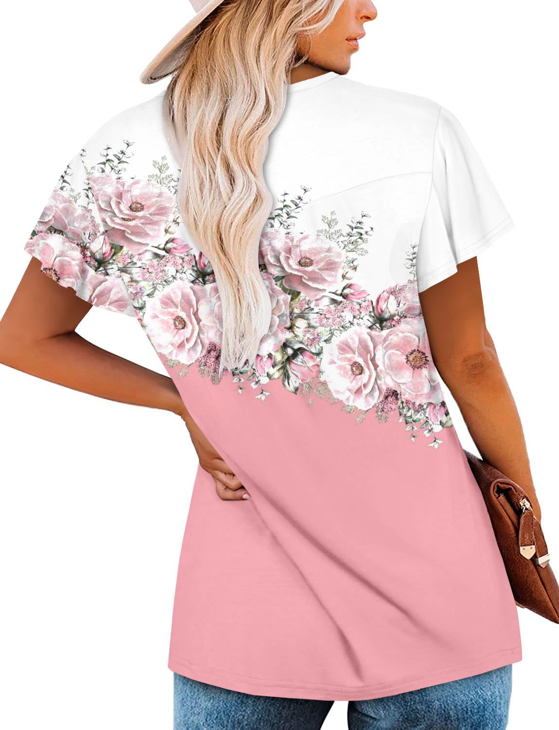 BETTE BOUTIK dressy summer tops plus size beach wear plus size tunics for women 3x WhitePink XX-Large