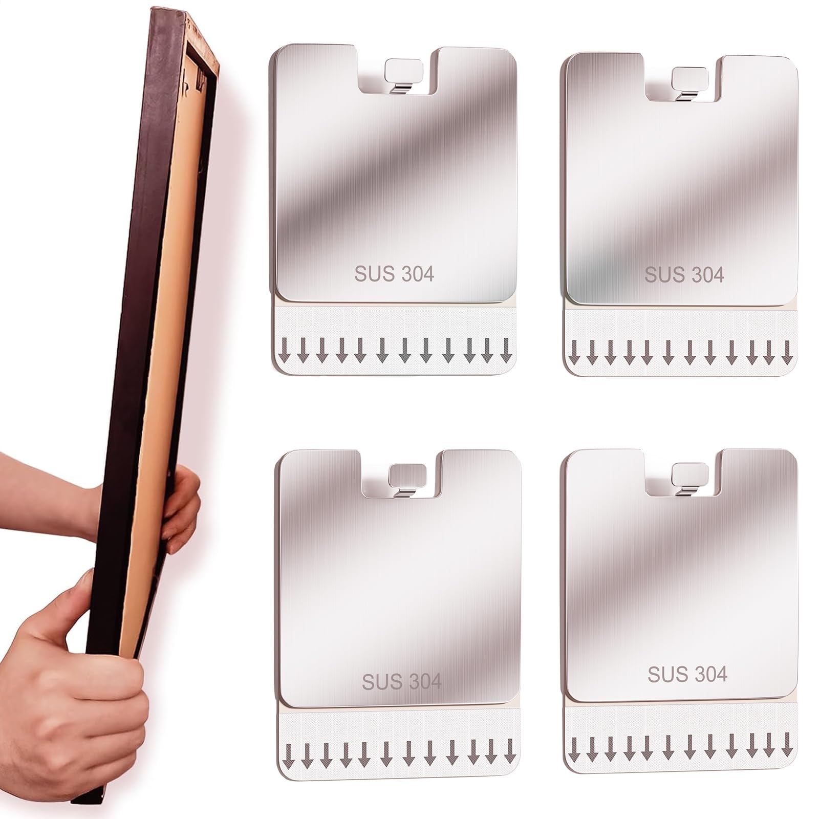 PHIXBEAR Metal Picture Frame Hangers No Damage to Wall Paint, 4 Pack Extra Large Picture Hanging Strips Hardware Kit, Damage Free Hanging, Picture Hooks Sawtooth Picture Wall Hangers Without Nails