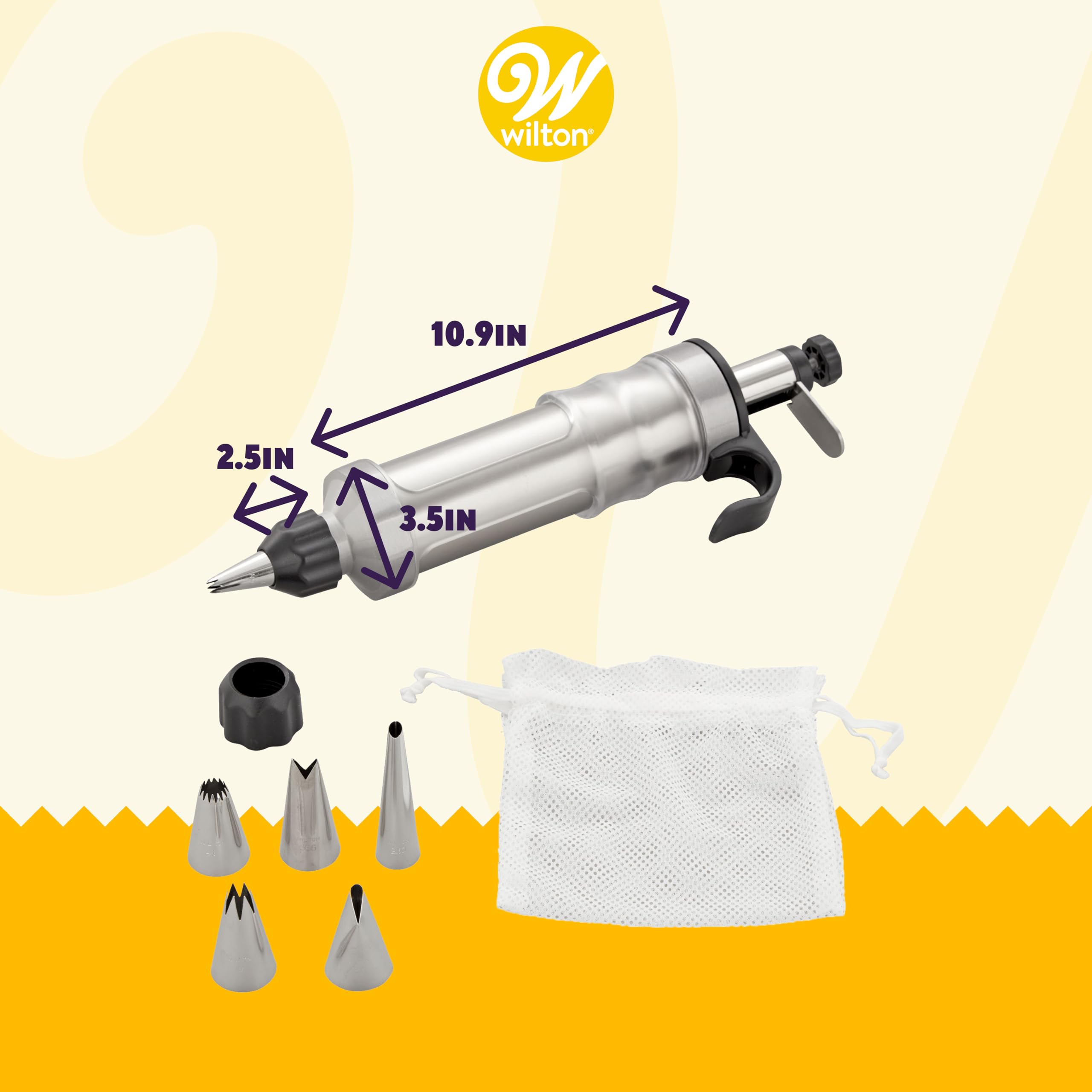 Wilton Dessert Decorator Pro Cake Decorating Tool, Stainless Steel Frosting Piping Kit, Cake and Cupcake Icing Decorating, Deviled Egg Piping Tool (Silver)