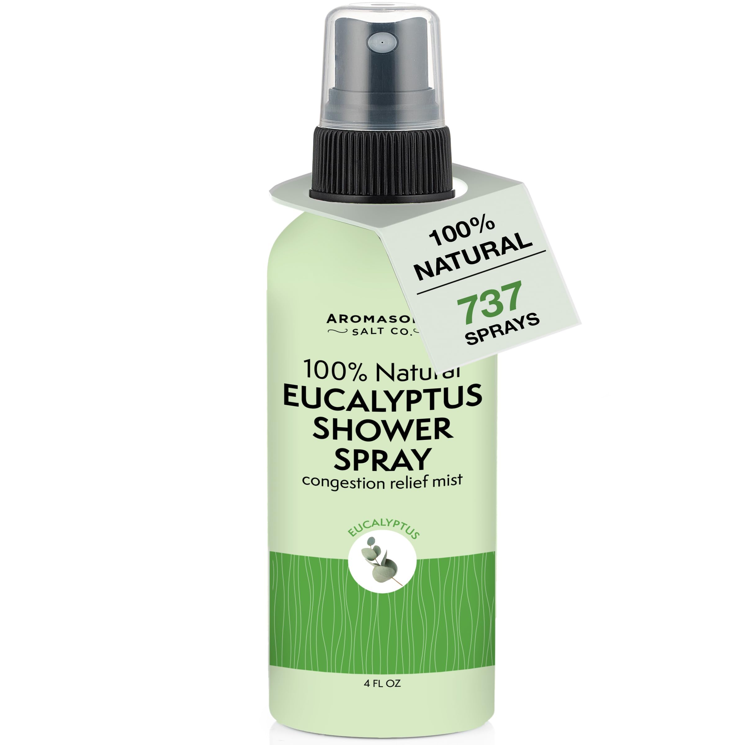 Aromasong Eucalyptus Shower Spray Aromatherapy – 100% Natural Eucalyptus Spray for Shower – Made in USA, Pure Essential Oil Mist for Sinus Relief & Spa-Like Steam, 4 fl oz