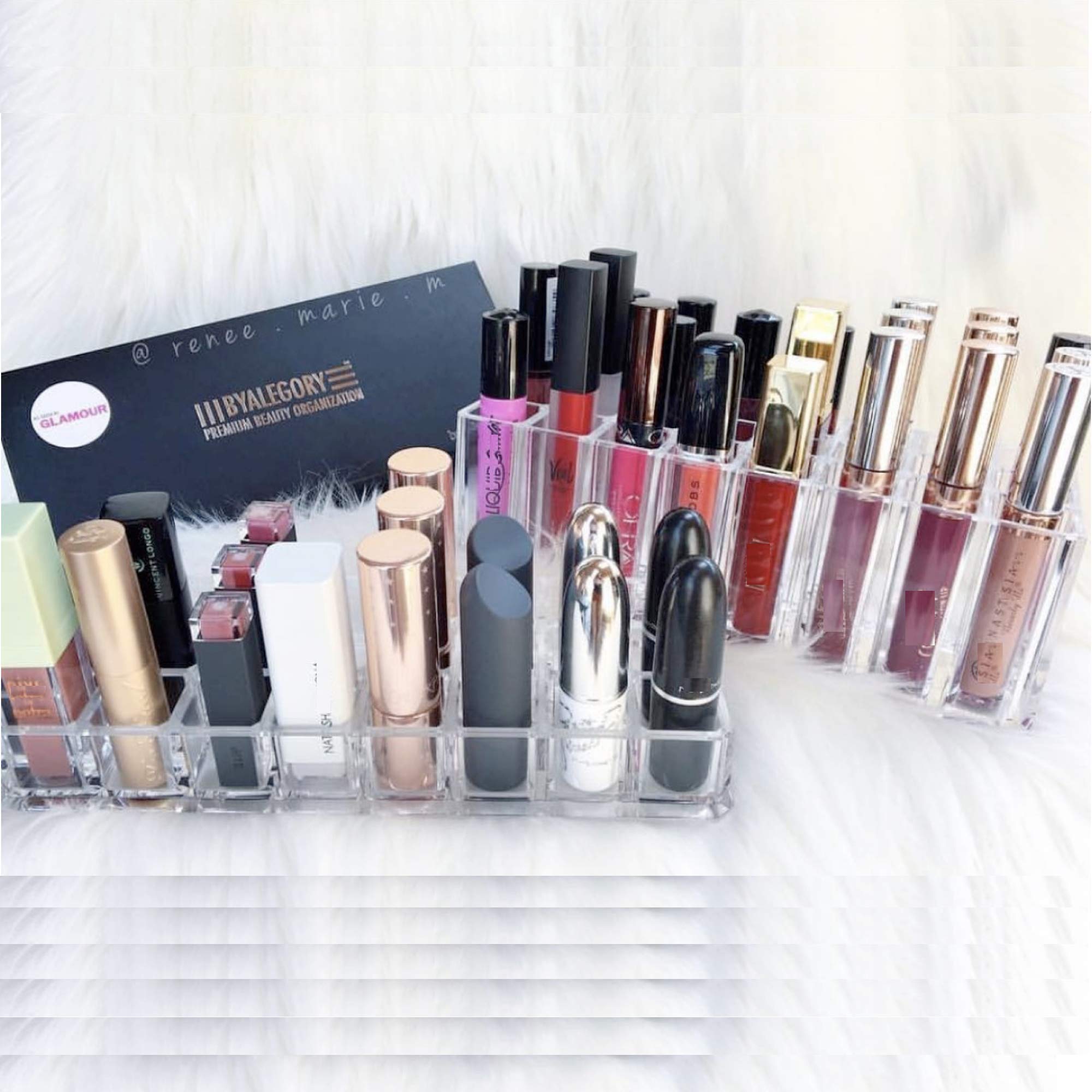 byAlegory Acrylic Lipstick & Acrylic Lip Gloss Organizer 48 Space Beauty Cosmetic Storage - Clear