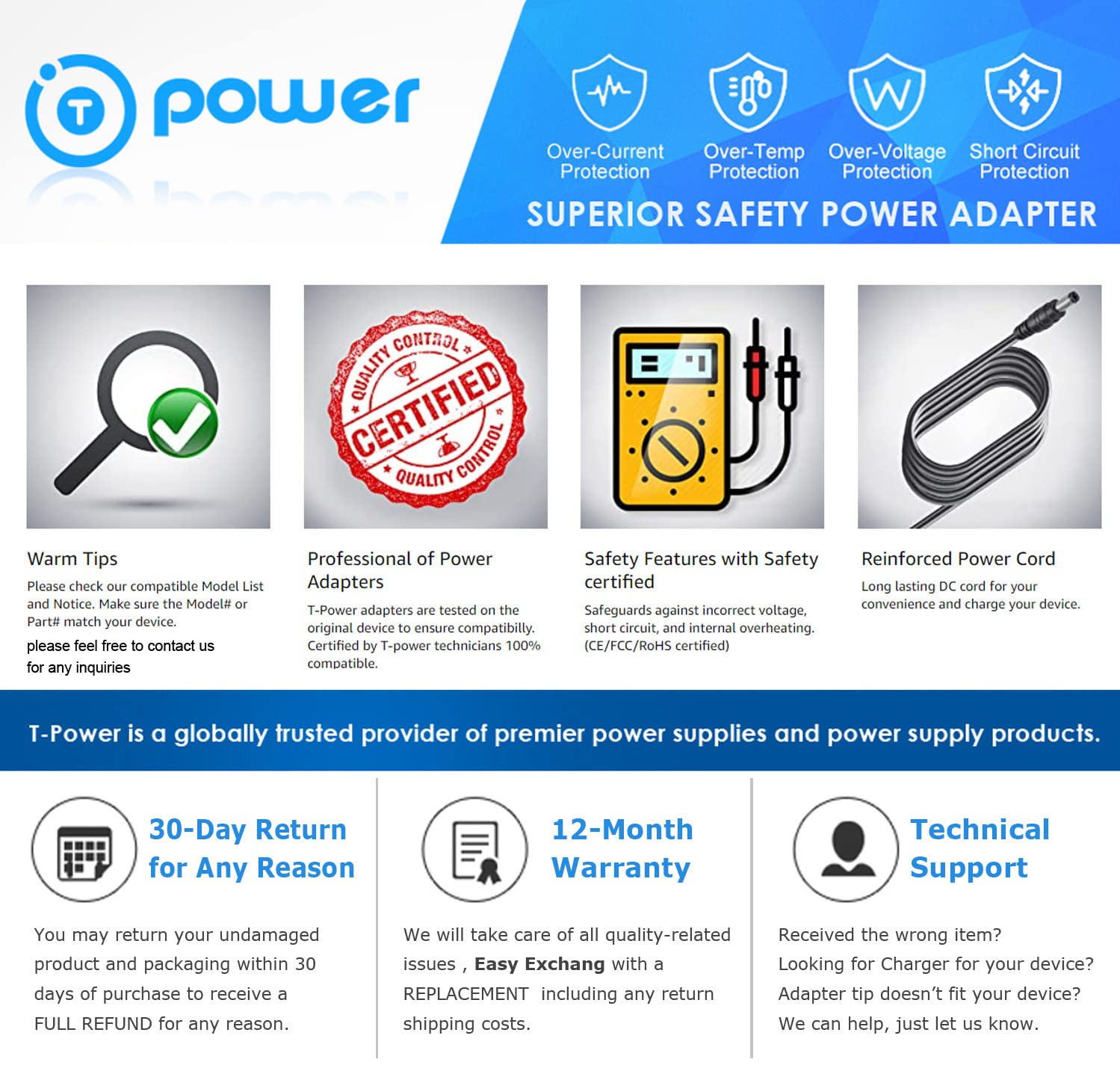 T POWER 12V DC 10A Adapter for Green Mountain Grills Grill Davy Crockett Power Converter Adapter GMG P-1001 Power Wall Cord Charger Supply Cord BBQ Barbecue GMG-ADP10A