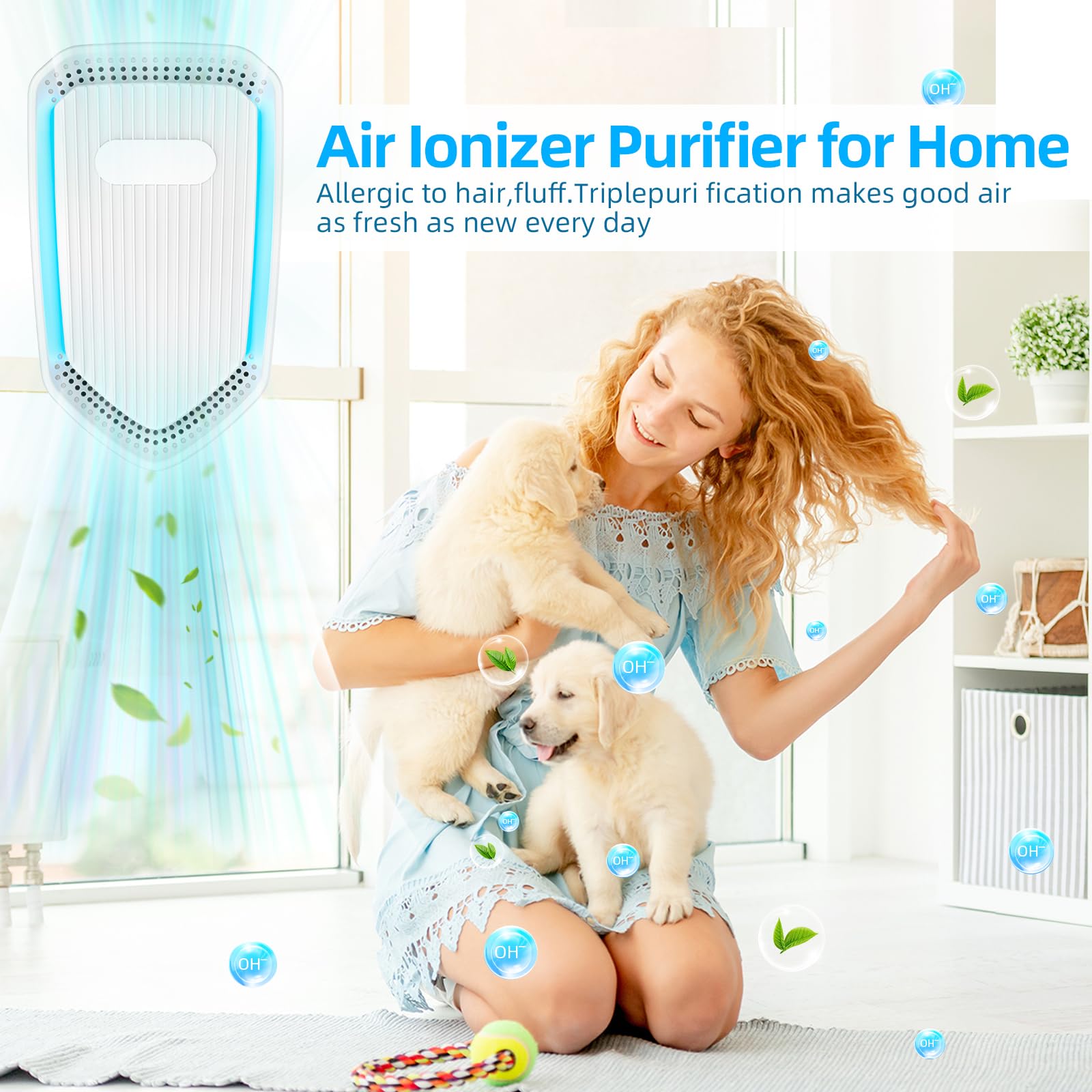 Air Ionizers for Home Plug In,Air Purifier Plug in Wall,Negative Ion Air Purifier for Bedroom -Quiet Operation Air Freshener for Home, Bedroom, Office, Garage Room,Odor,Pets Smell(8)