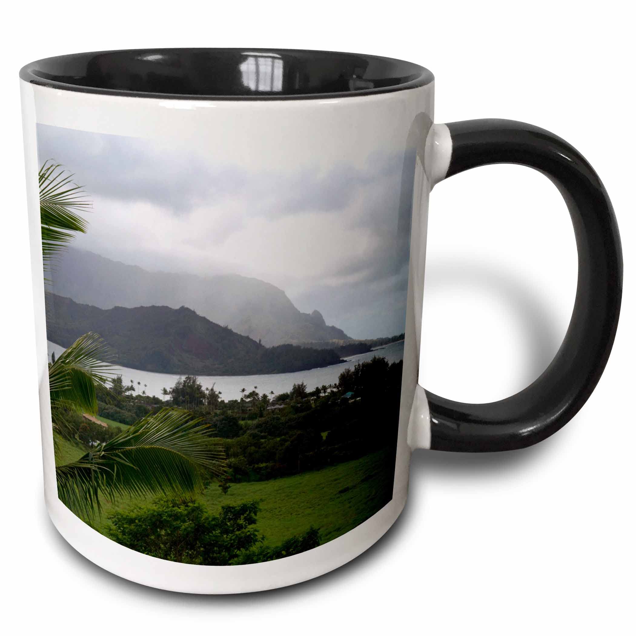 3dRose Hanalei Bay, Kauai Island, Hawaii, USA Mug, 11 oz, Black
