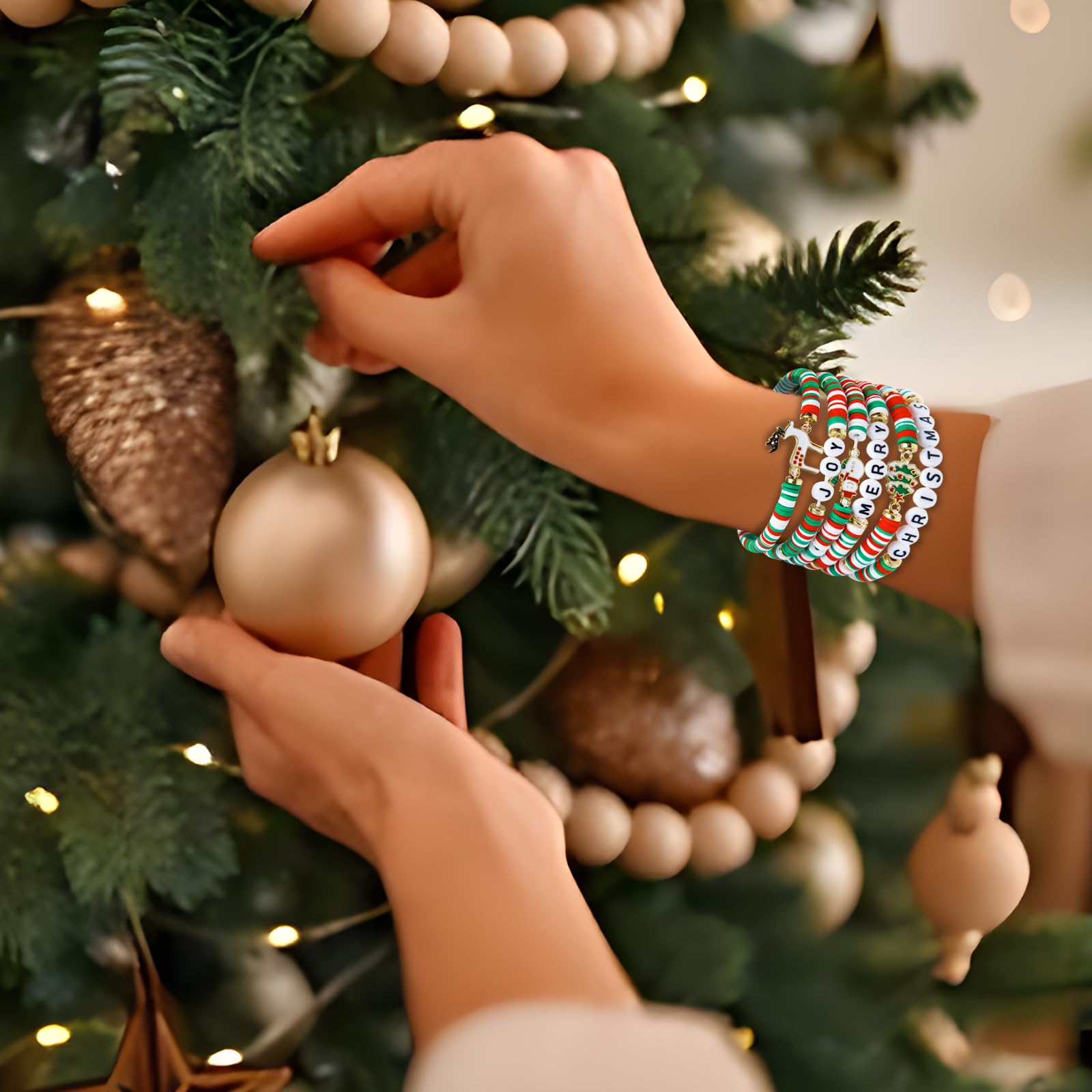 Artlunar 6 Pack Cute Xmas Bracelets for Women Teen Girls as Party Gifts