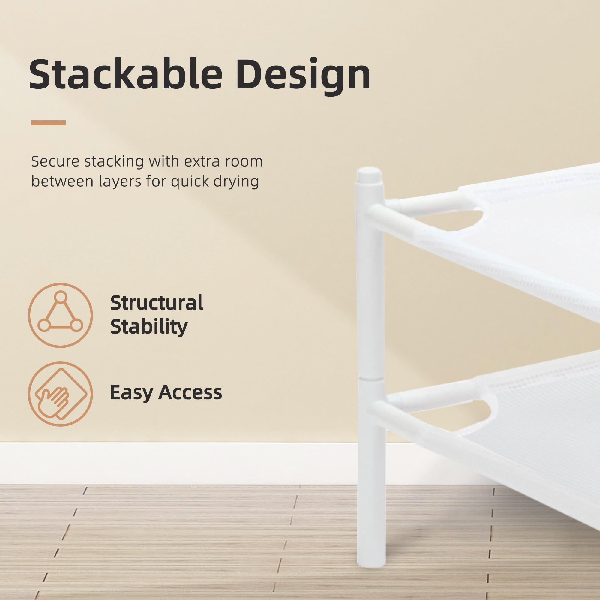 STORAGE MANIAC Sweater Drying Rack, Mesh Clothes Drying Rack, Stackable Laundry Drying Rack, Lay Flat Dryer for Delicates, Portable Dry Rack for Indoor or Outdoor, White, 2-Pack