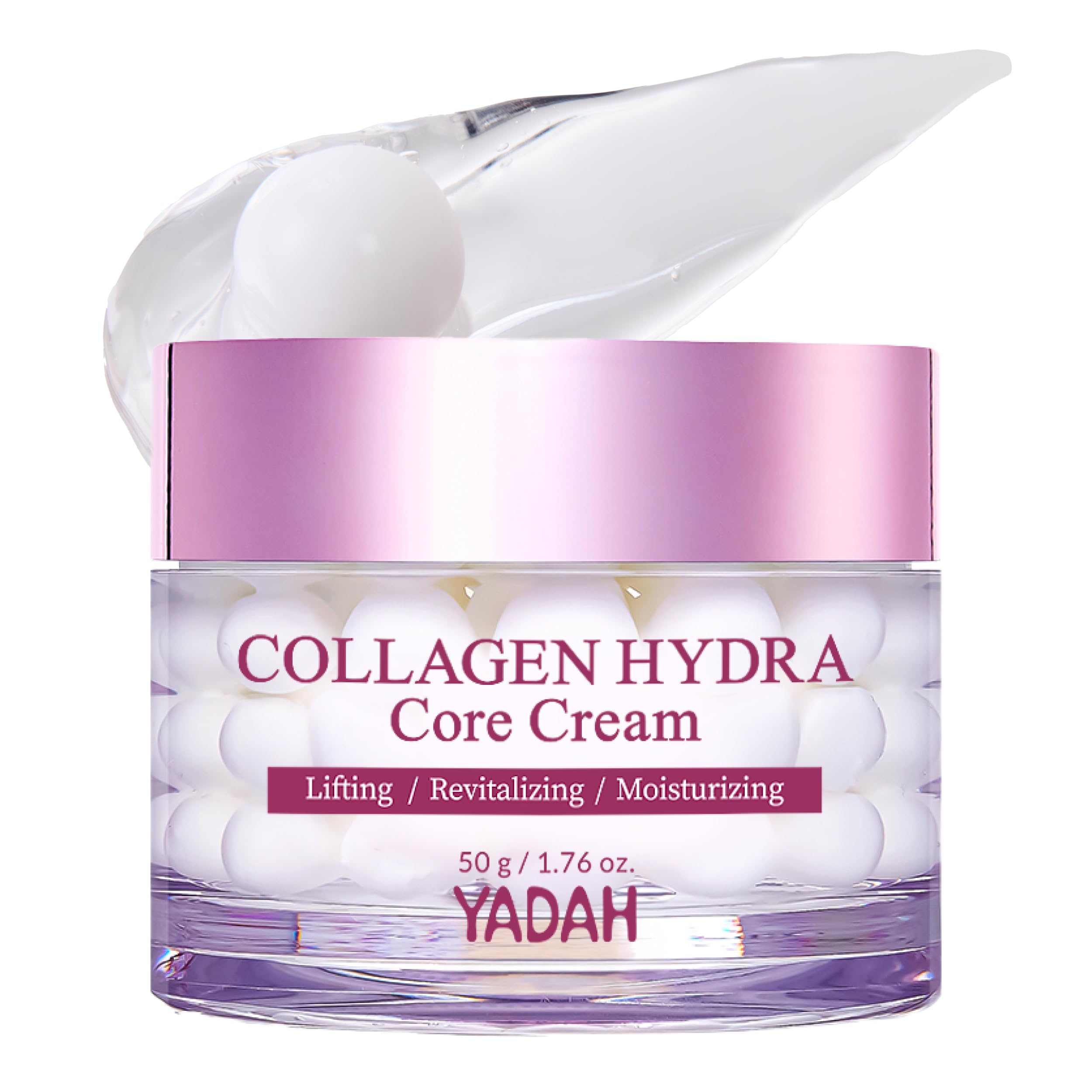 YADAH Collagen Hydra Core Cream - Barrier Repair Moisturizer with 10 Types of Hyaluronic Acids, 1000ppm Low Molecular Collagen (Capsule) & Creamide, Deep Hydration for Sensitive Skin, 1.76 oz