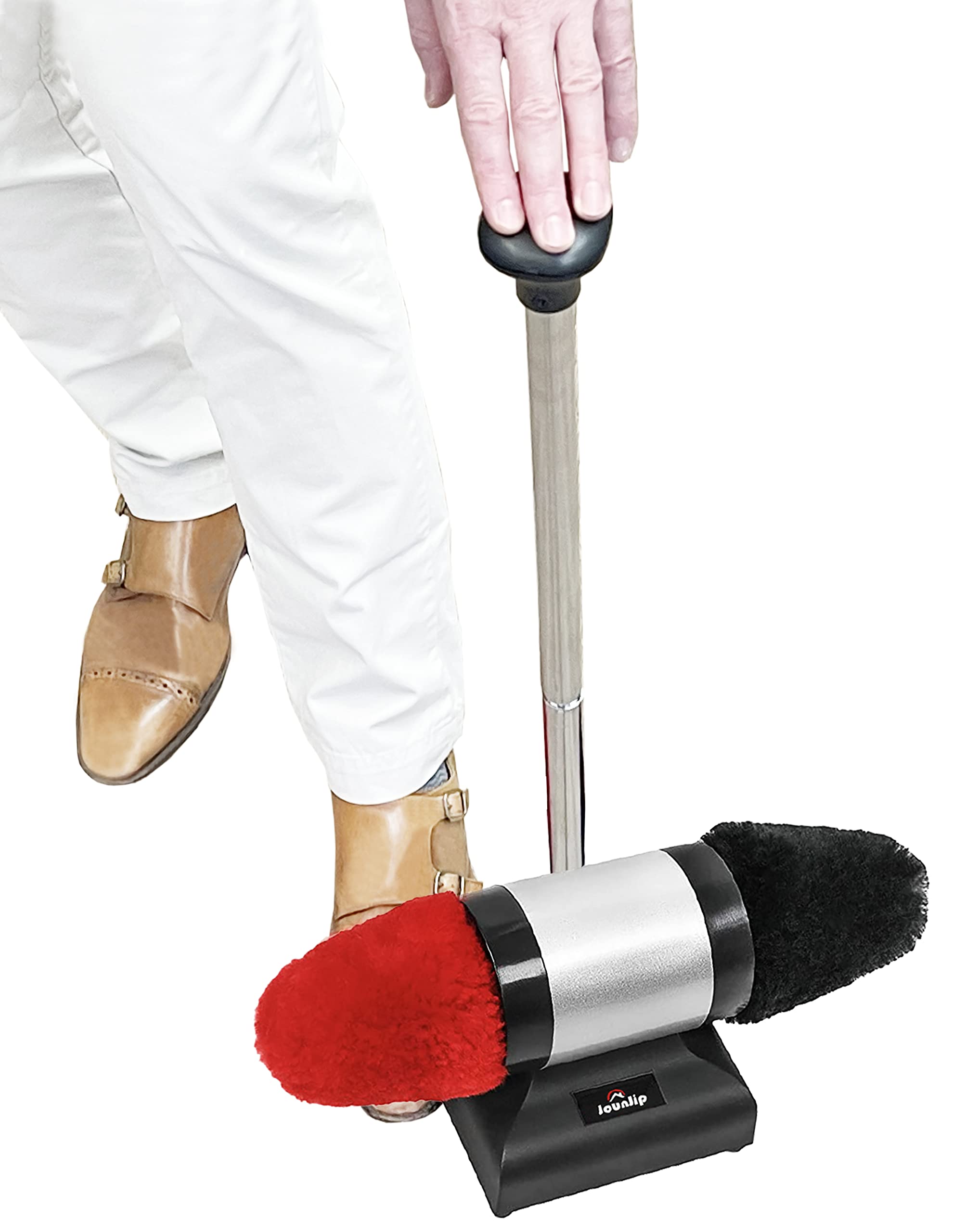 JOUNJIP Electric Shoe Shine Polisher - Deluxe Kit with 4 Buffer Covers - 100% Natural Lamb Wool