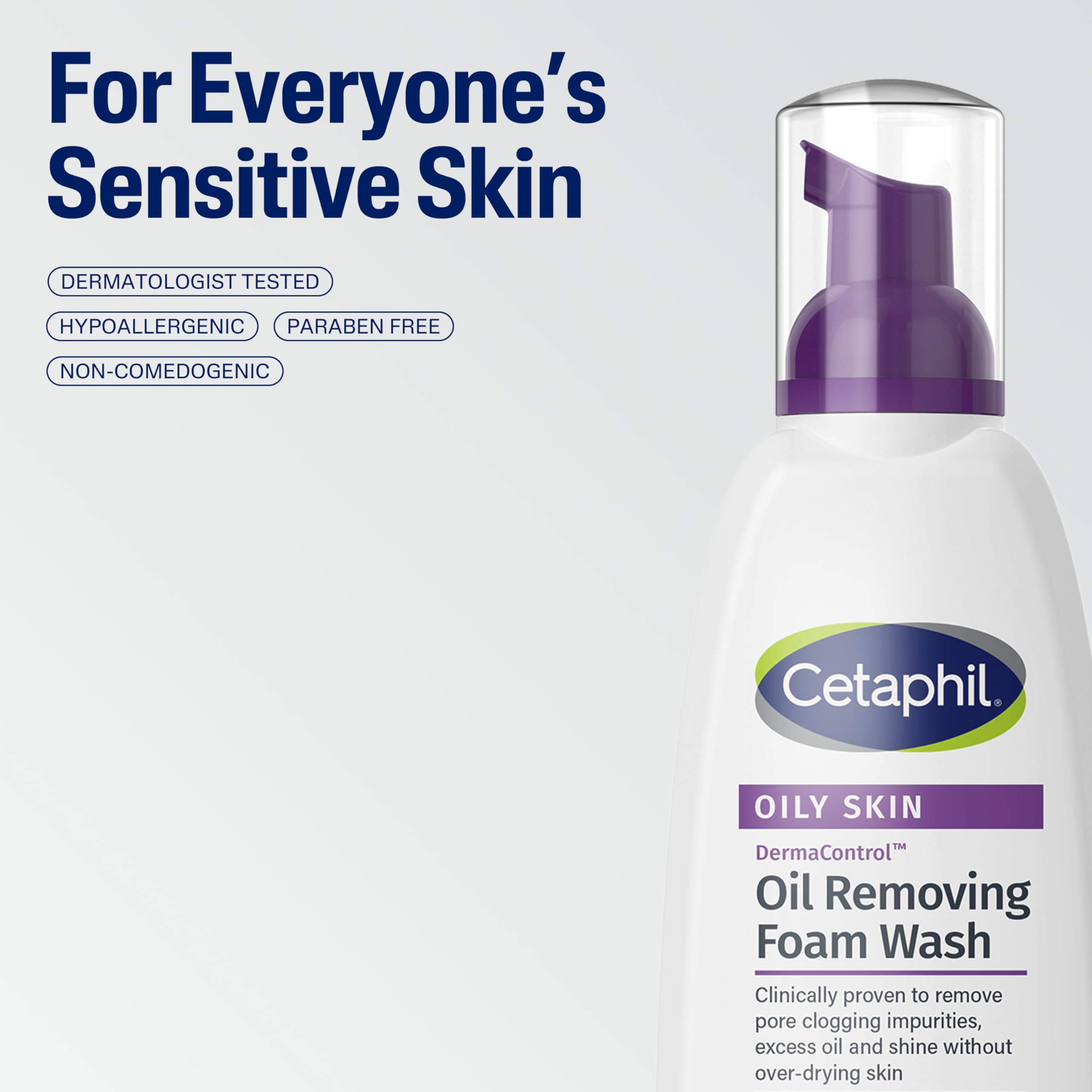 Cetaphil Pro Oil Removing Foam Wash, Foaming Facial Cleanser, Fragrance Free Formula Suitable for Sensitive Skin, 8 Fluid Ounce (Pack of 3)