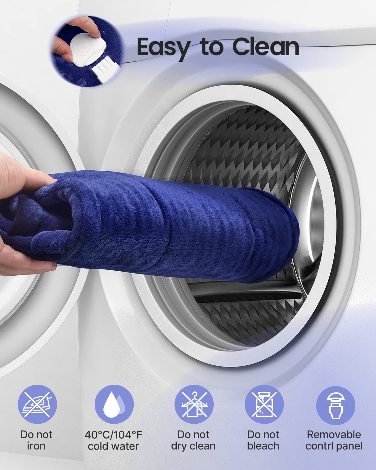 RENPHO Heating Pad for Back, Neck Shoulder Heat Pads for Pain Relief, FSA HSA Approved, Christmas Gifts for Mom Dad, Birthday Gifts for Women Men, Auto Shut Off, ETL Certified, 24"x33", Dark Blue