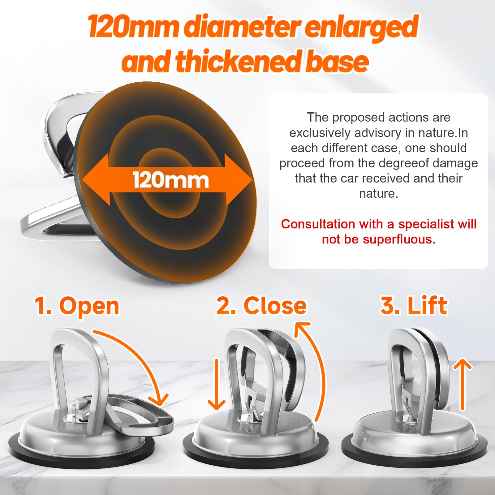 PHIXBEAR Powerful Metal Car Dent Suction Puller 2pcs, Aluminum dent Remover Tool for car,Paintless Dent Repair Durable Strong Suction Pad for Car Garage Door, Bumper, Glass Fridge