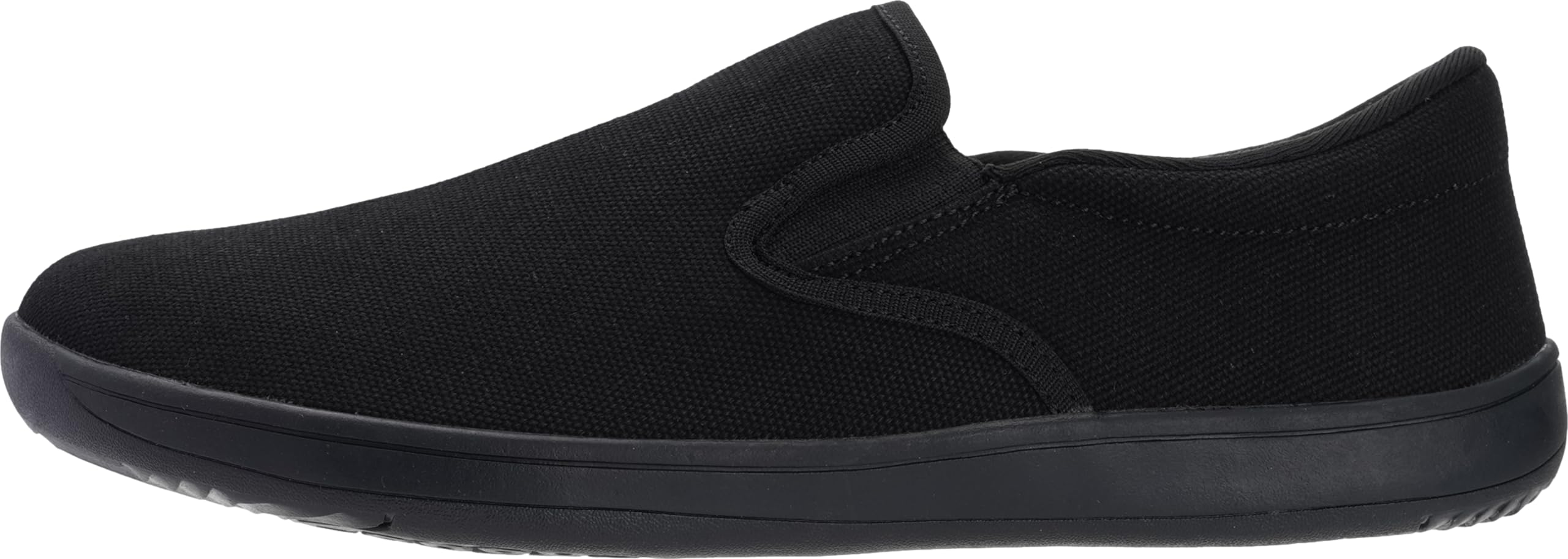 WHITIN Fashion Men's Wide Toe Box Barefoot Sneakers Slip on Canvas Casual Minimalist Zero Drop Sole Shoes Size 12 12W Width Minimus Black 46
