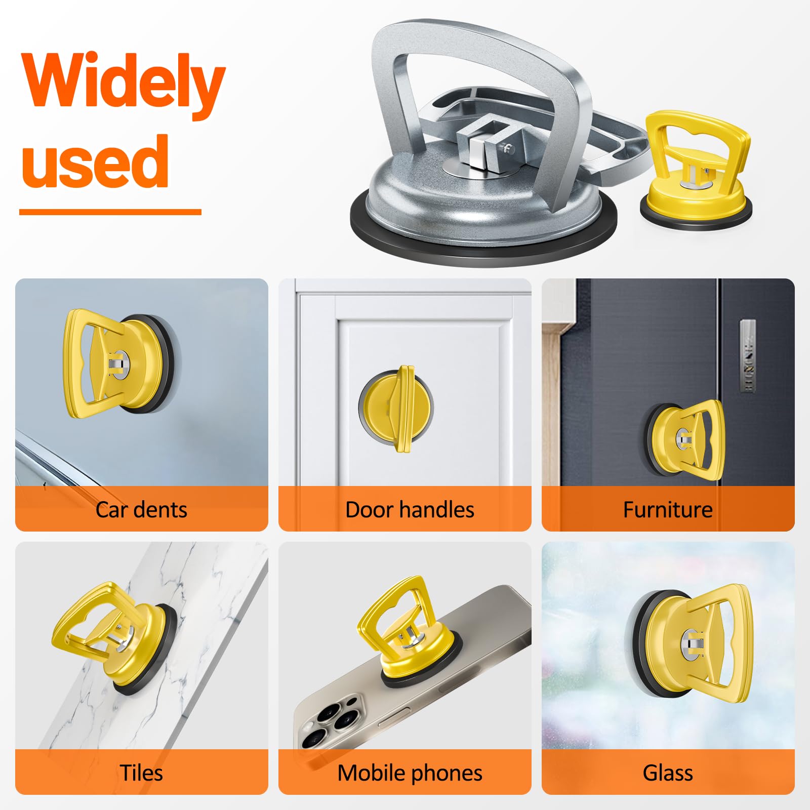 PHIXBEAR Powerful Metal Car Dent Suction Puller 2pcs, Aluminum dent Remover Tool for car,Paintless Dent Repair Durable Strong Suction Pad for Car Garage Door, Bumper, Glass Fridge