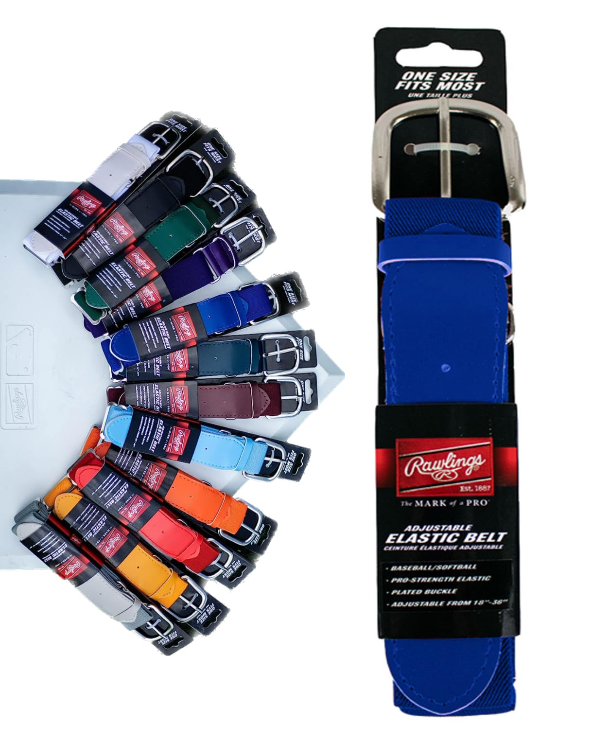 Rawlings Adjustable Belt | One Size Fits Most (18"-36") | Royal Blue