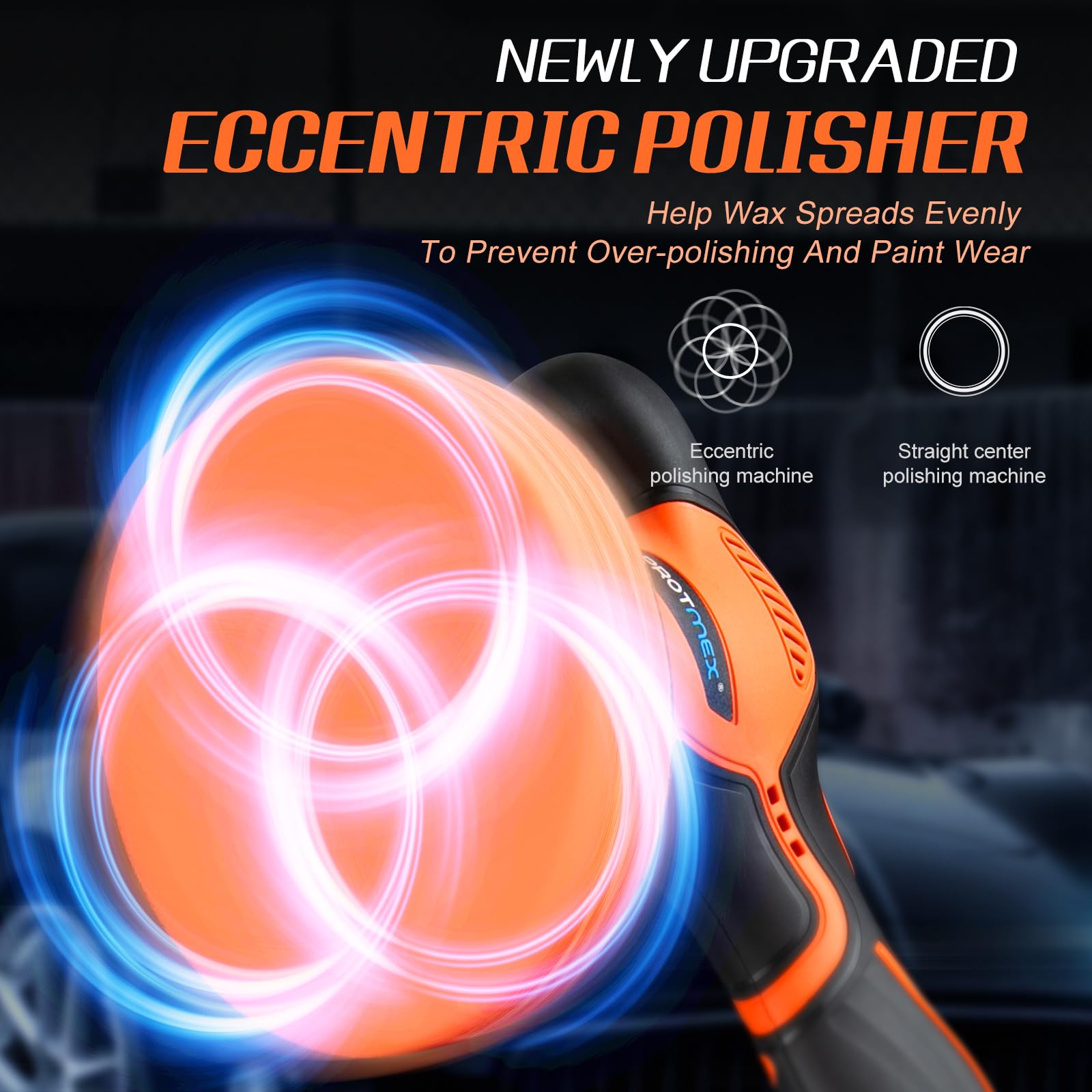 Protmex Cordless Car Buffer Polisher, 6IN Car Buffers And Polishers Kit, 6 Variable Speed Car Polishing Kit, 2*21V 2.0Ah Batteries Cordless Polisher For Car Detailing/Polishing/Waxing/Scratch Removing