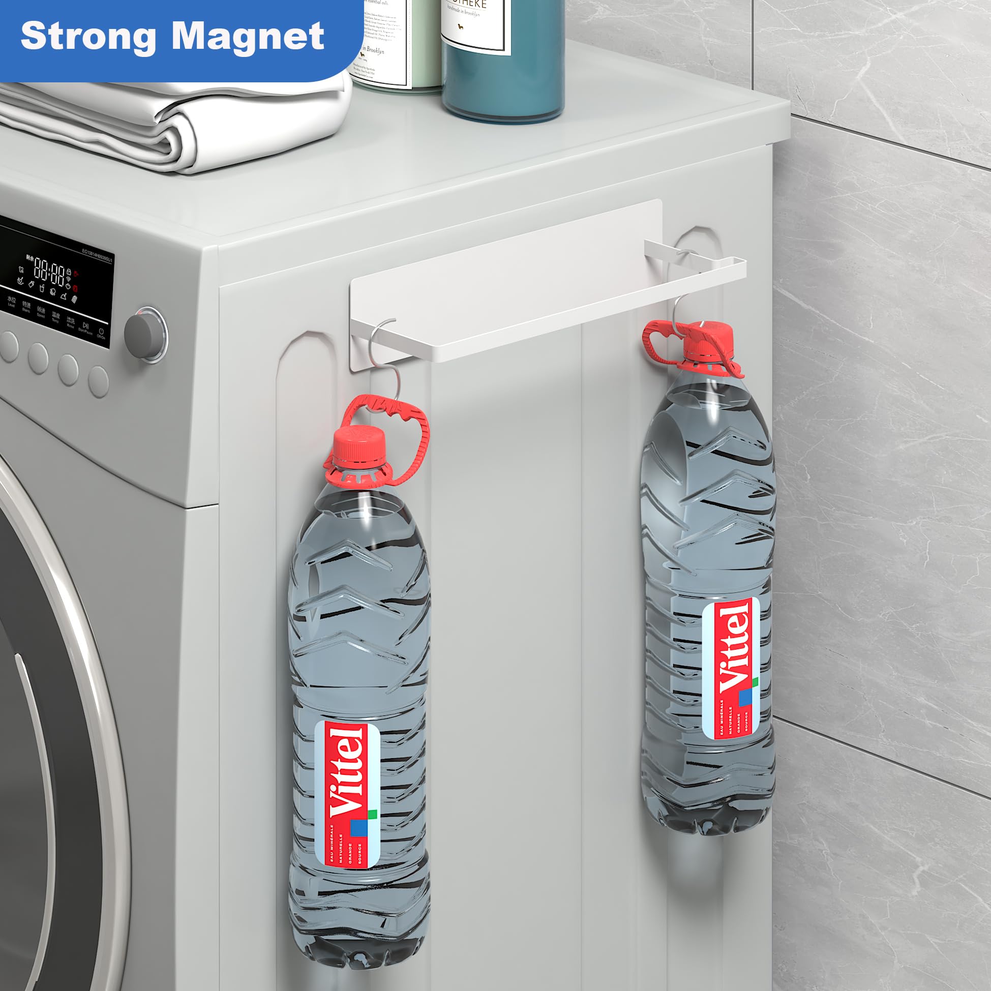 Thipoten Magnetic Hanger Organizer, 2Pack Hangers Holder for Dryer/Washing Machine, Holding up to 30 Velvet/Wire/Plastic Hangers, Perfect Space Saver for Laundry Room (2, White)